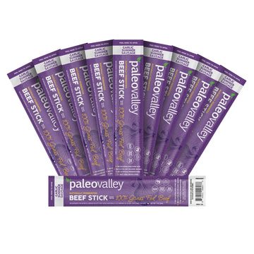 Paleovalley 100% Grass Fed Garlic Summer Sausage Beef Sticks - Delicious Gluten Free Beef Snack - High Protein Keto Friendly Paleovalley buy supplements canada