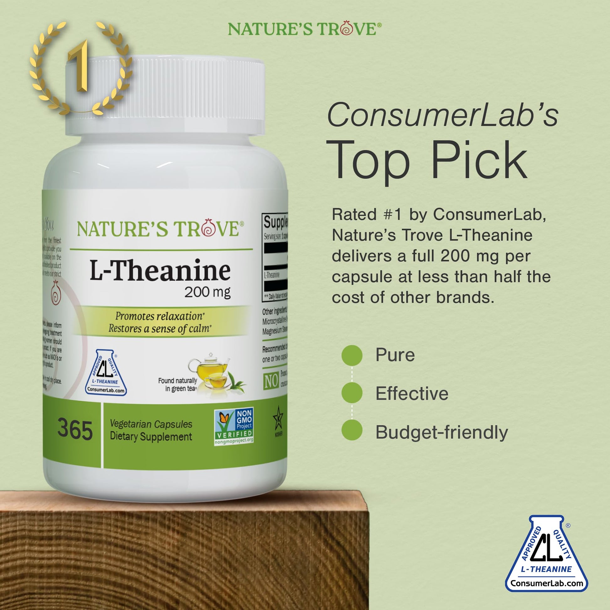 Nature's Trove L-Theanine 200mg Super Value Size - 365 Vegetarian Capsules Nature's Trove buy supplements canada