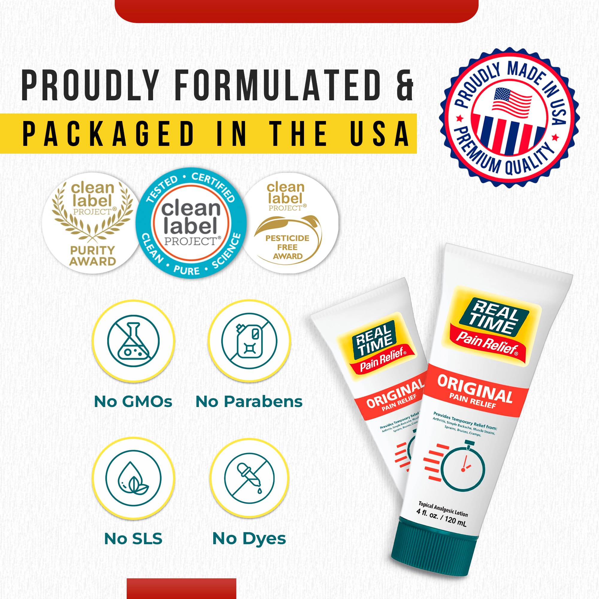 Real Time Pain Relief Cream 4oz Tube | 17 Natural Ingredients: 1.25% Menthol, Arnica & MSM | Muscle Strain & Joint Discomfort Relief for Arthritis, Cramps, Sprains, Bruises, Hands, Back & Knee Pain Real Time Pain Relief buy supplements canada