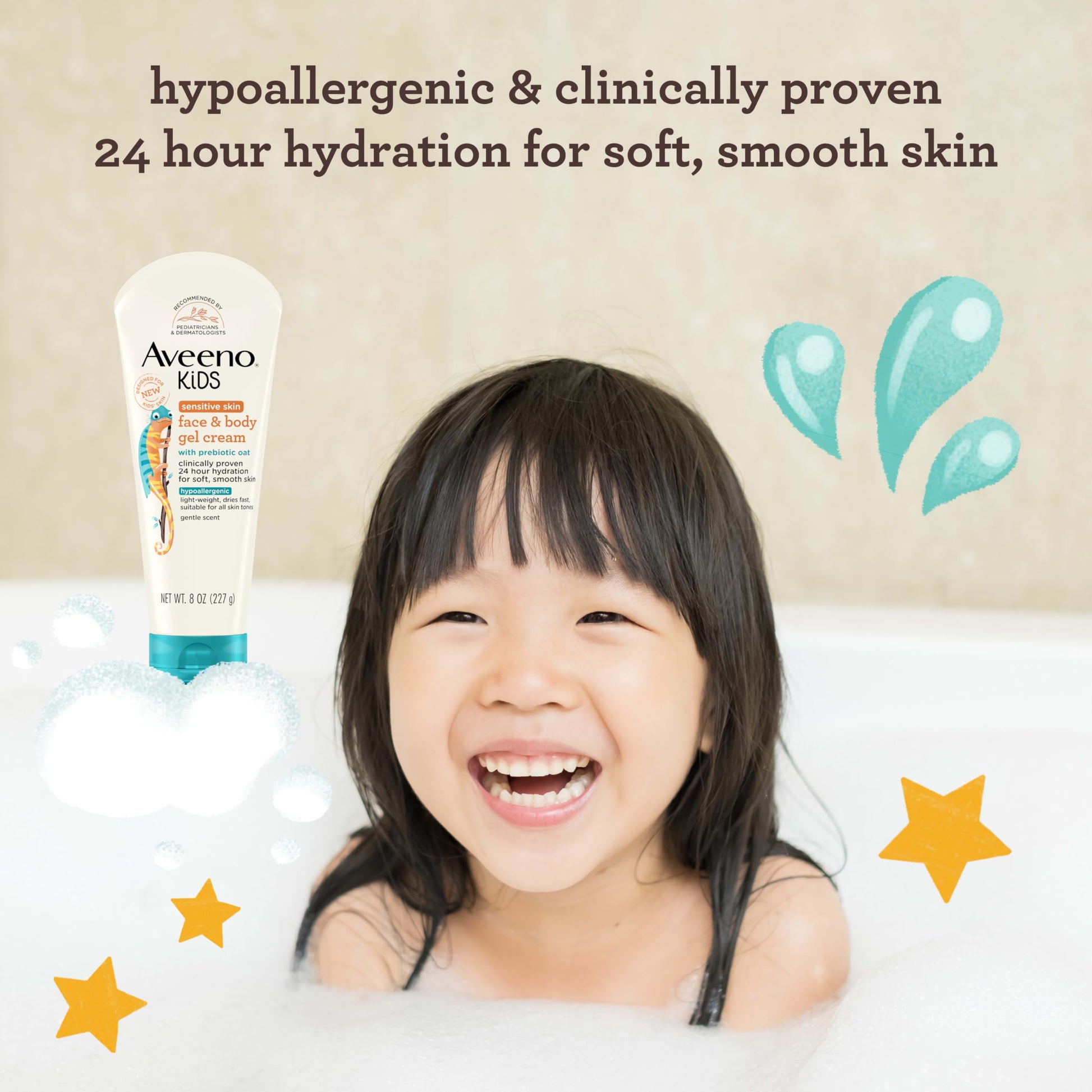 Aveeno Sensitive Skin Face & Body Gel Cream for Kids with Prebiotic Oat, Clinically Proven 24 Hour Hydration for Soft Skin Aveeno Baby buy supplements canada