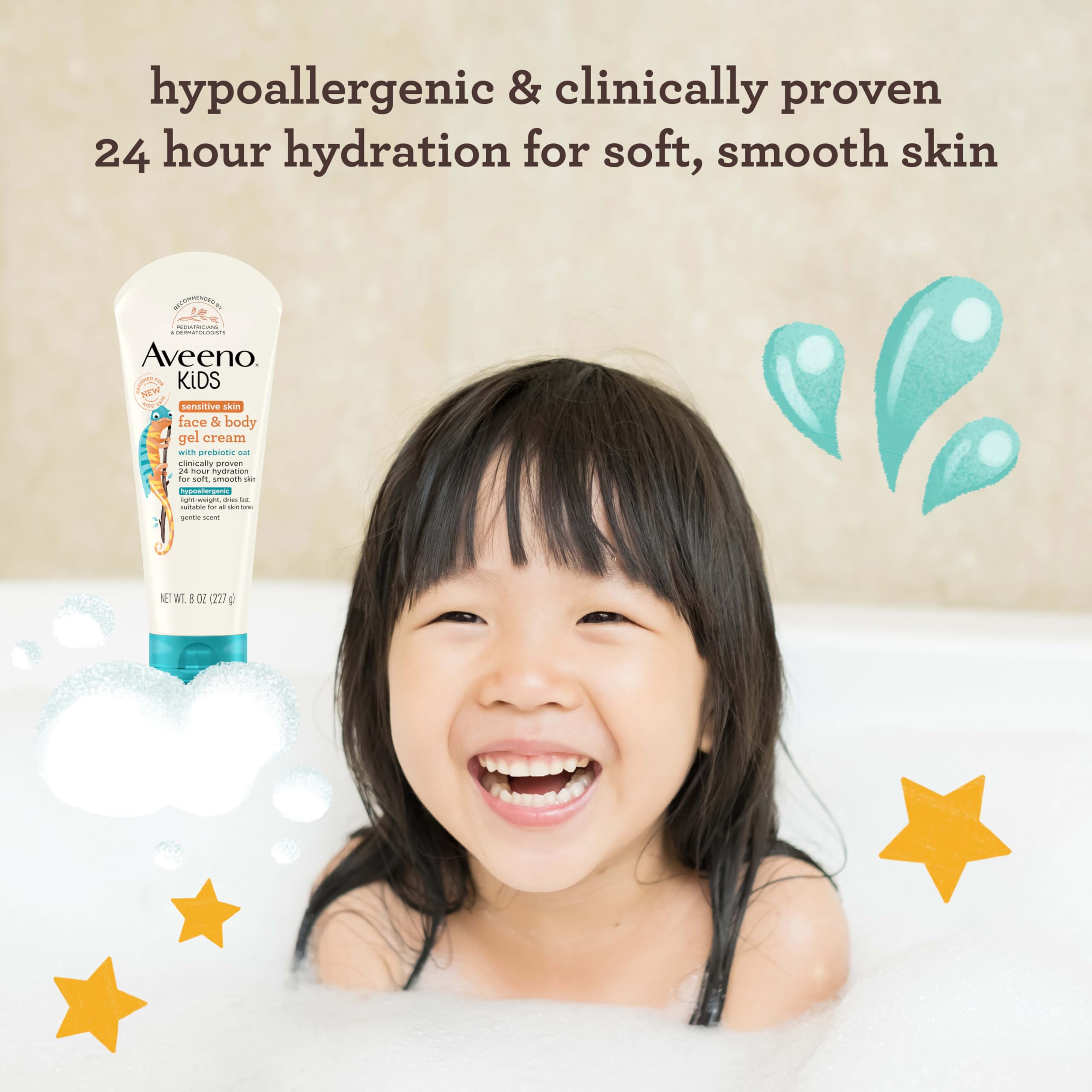 Aveeno Sensitive Skin Face & Body Gel Cream for Kids with Prebiotic Oat, Clinically Proven 24 Hour Hydration for Soft Skin Aveeno Baby buy supplements canada
