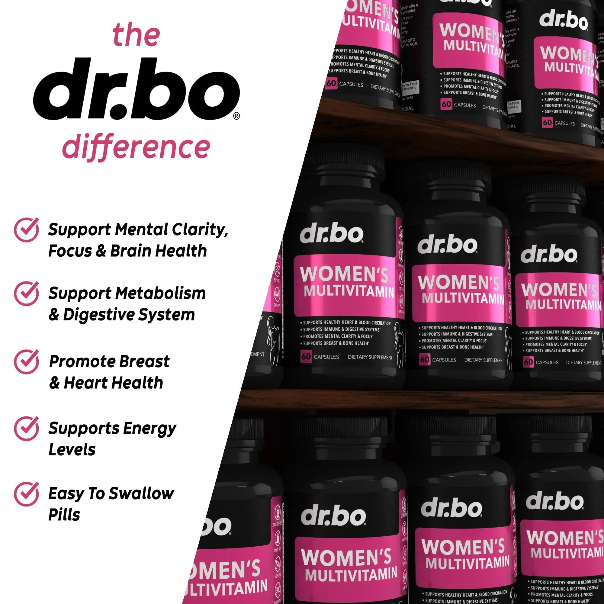 Womens Multivitamin - Natural Daily Multi Vitamins for Women - Womans Energy Vitamin DR. BO buy supplements canada