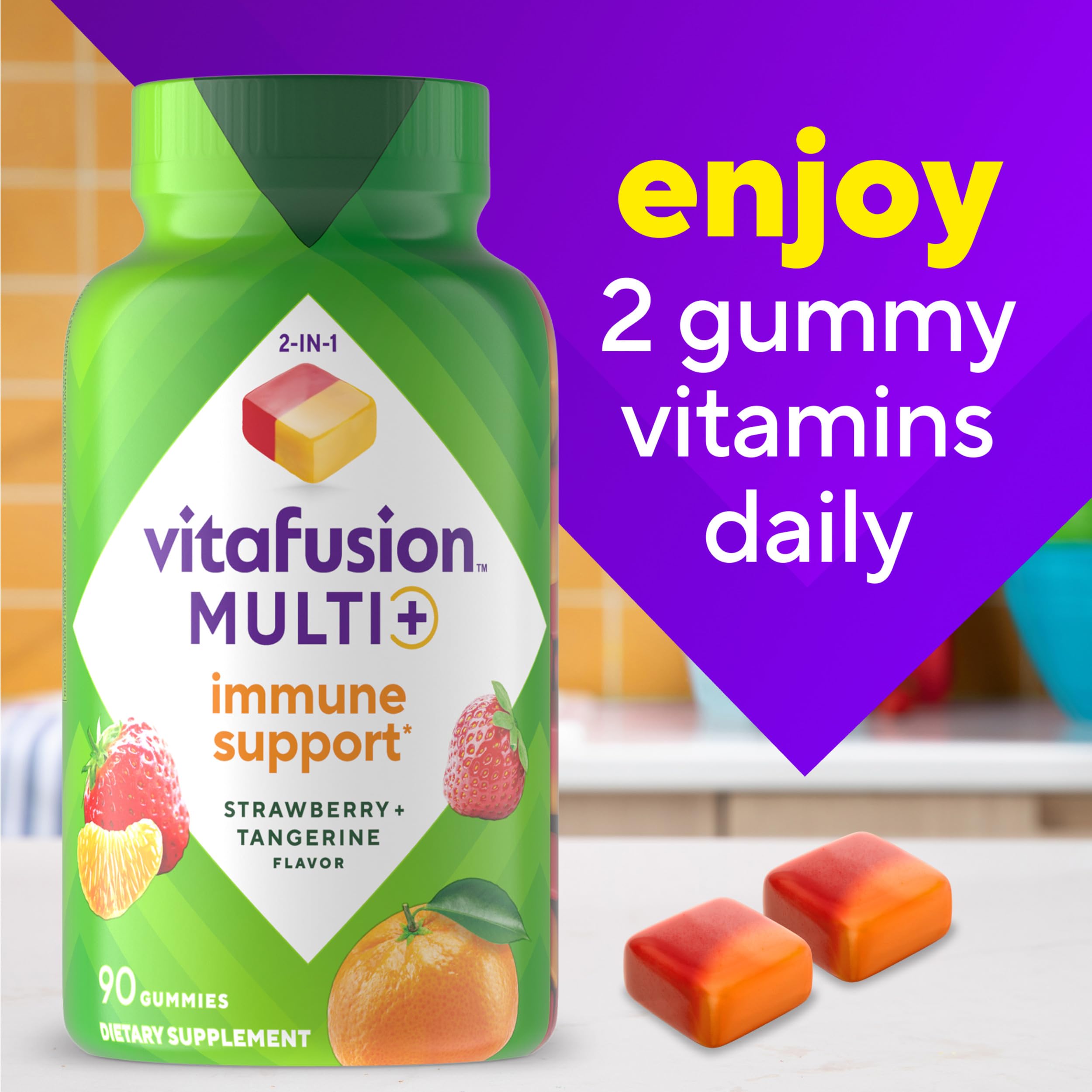 Vitafusion Multi+ Immune Support* – 2-in-1 Benefits & Flavors – Adult Gummy Vitamins with Vitamin C, Zinc Vitafusion buy supplements canada