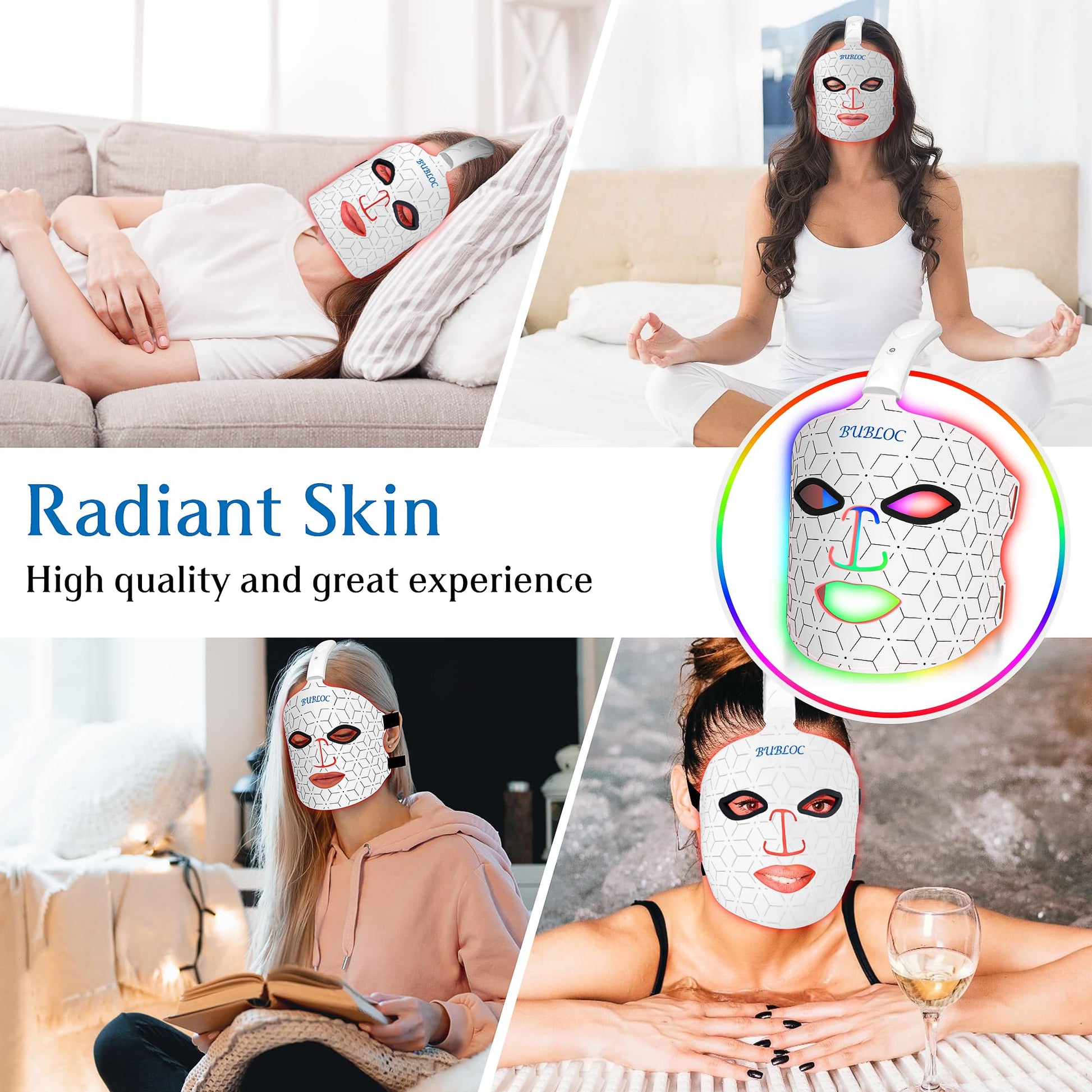 BUBLOC Red Light Therapy Mask, Led Contour Face Mask Light Therapy, 7 Color Red Light Face Mask BUBLOC buy supplements canada