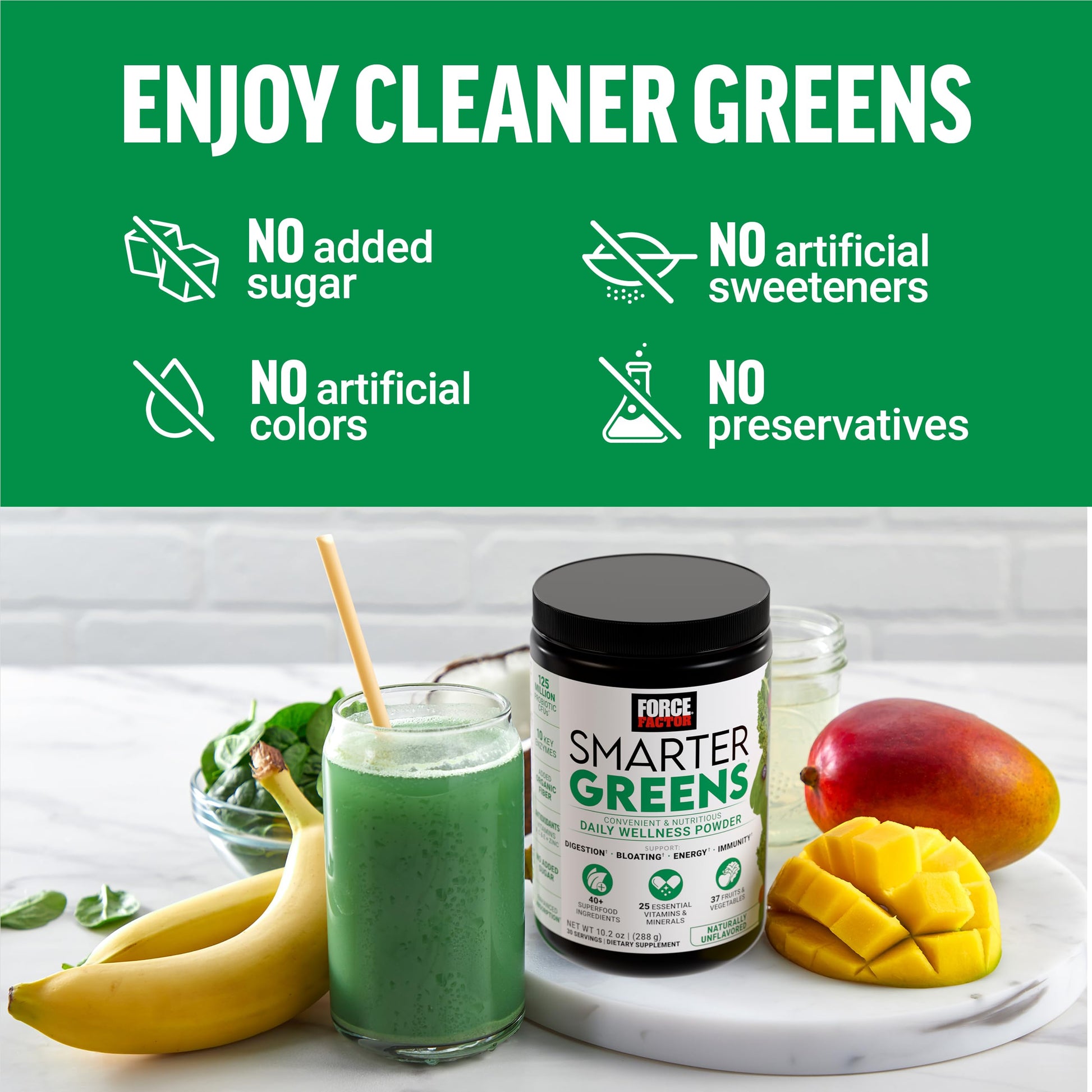 Force Factor Smarter Greens Daily Wellness Powder 2-Pack to Support Energy, Immunity & Digestion, Superfood Greens Powder with Vitamins, Minerals & Probiotics, Unflavored, 60 Servings Force Factor buy supplements canada