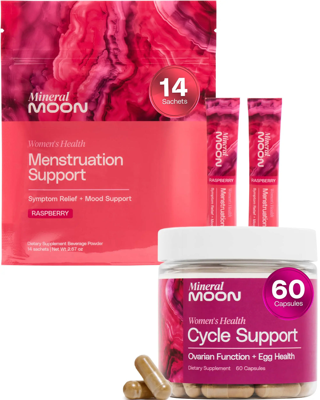 Mineral Moon Hormonal Support Bundle - Menstrual Supplement + Cycle Support - Aid Ovulation, Hormonal Balance & PMS Support - Reduce Period Cramps & Fatigue - Antioxidant Ovarian Support Vitamins Mineral Moon buy supplements canada