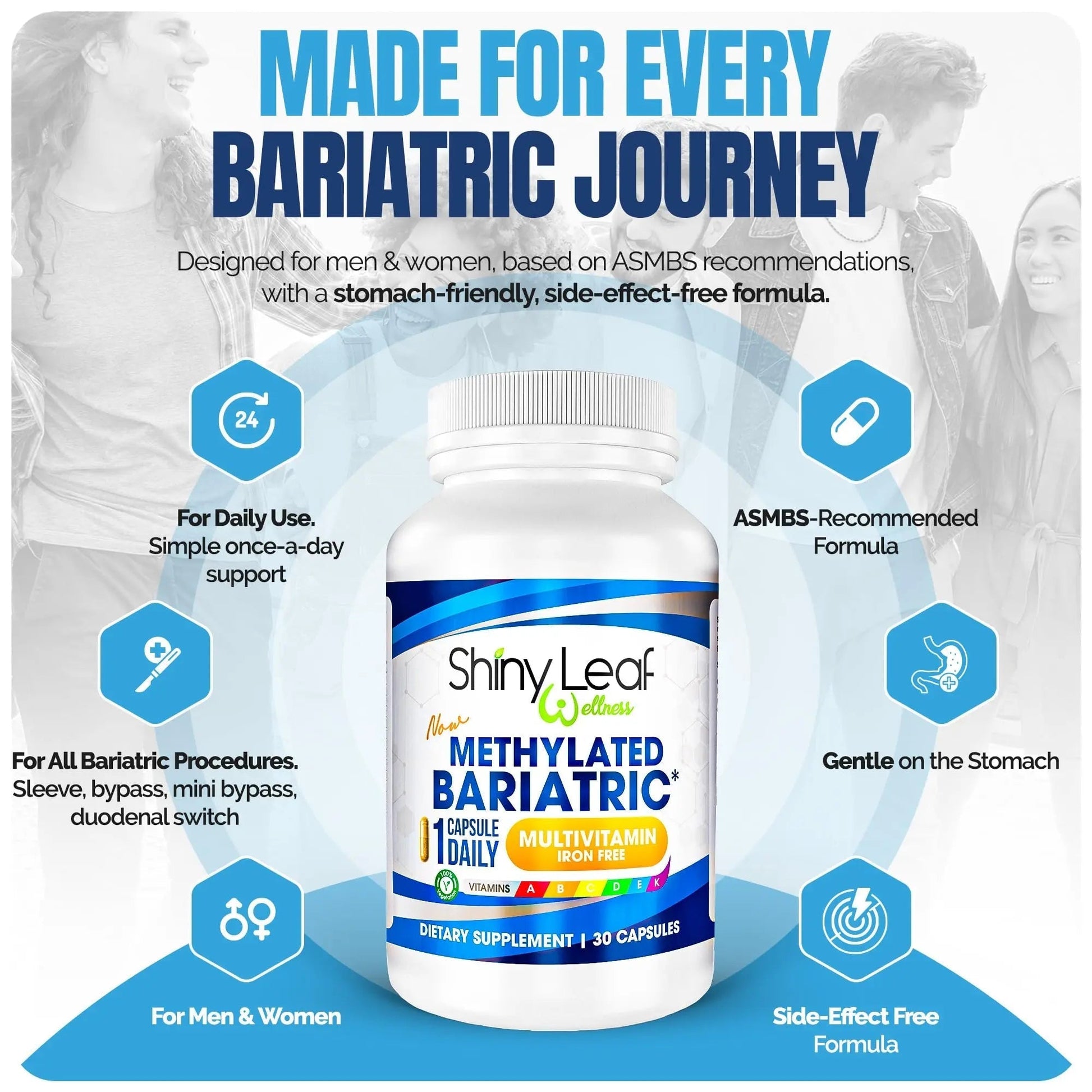 Shiny Leaf Methylated Bariatric Multivitamin Without Iron – Vitamins for Gastric Bypass & Sleeve, 1 Daily Capsule W Methylated Folate Shiny Leaf buy supplements canada