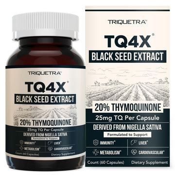 20% Thymoquinone Black Seed Extract Capsules - TQ-Advanced 4X®: Potent Thymoquinone Concentration Available - 60:1 Concentrate from Nigella Sativa Triquetra Health buy supplements canada