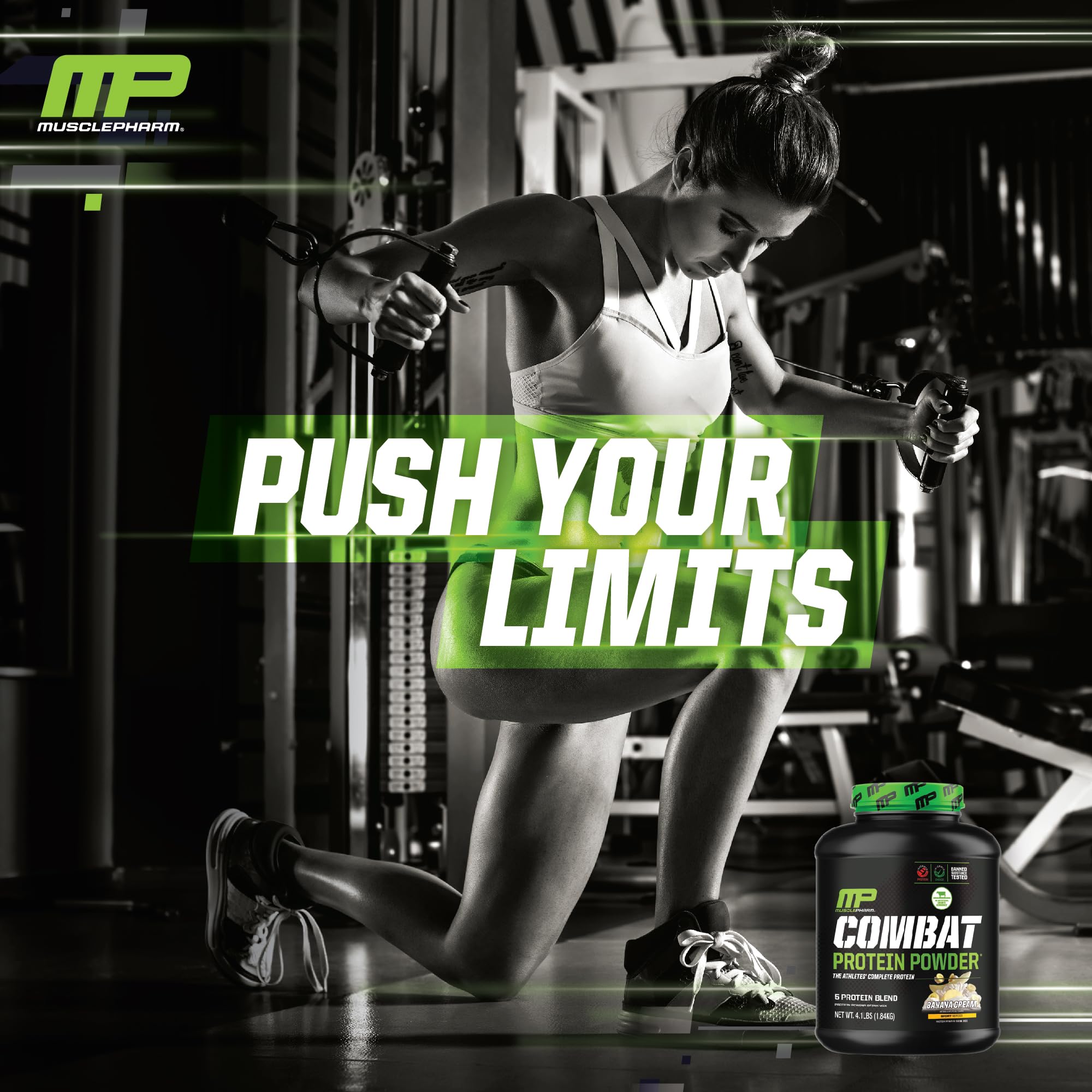 MusclePharm Combat Protein Powder, Banana Cream - 4 lb - Gluten Free - 52 Servings Muscle Pharm buy supplements canada