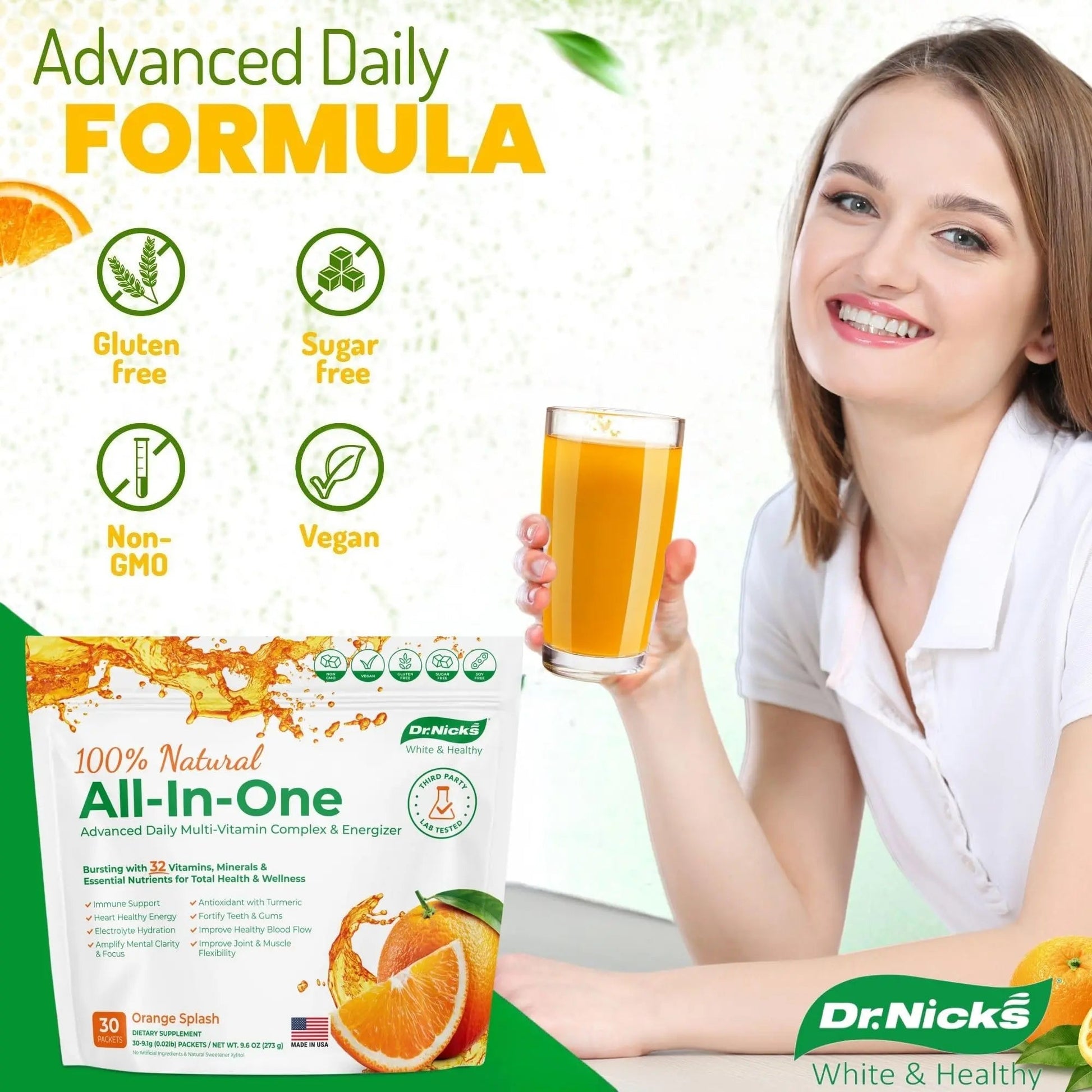 Dr. Nick's Multivitamin Powder for Women, 30 Pack, Orange Splash, Multivitamin for Women with 32 Vitamins and Minerals Dr.Nick's White & Healthy buy supplements canada
