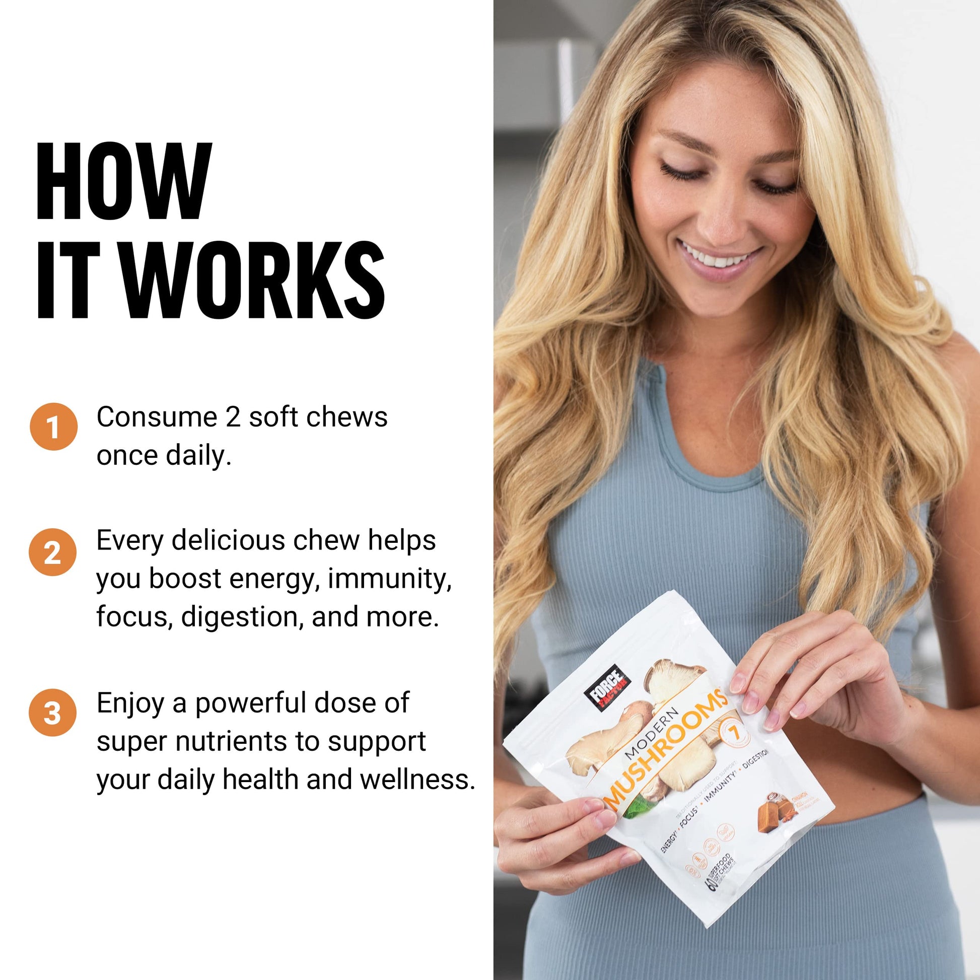 FORCE FACTOR Modern Mushrooms Soft Chews, Mushroom Supplement with Lions Mane Force Factor buy supplements canada