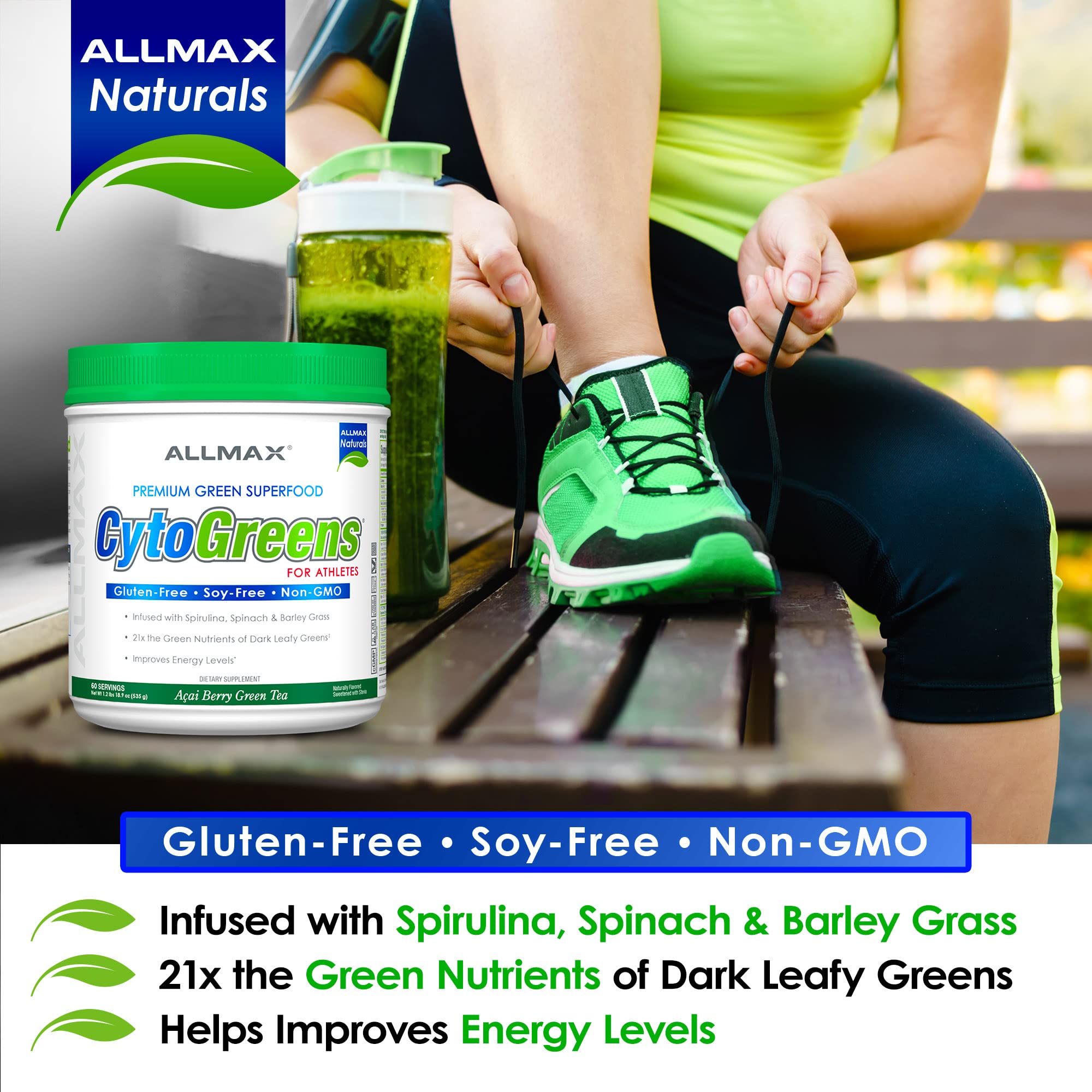 ALLMAX Naturals CytoGreens Super Greens Powder, Premium Green Superfood with Greens, Superfoods, Daily Greens Supplement, Acai Berry Green Tea, 14 Servings ALLMAX buy supplements canada