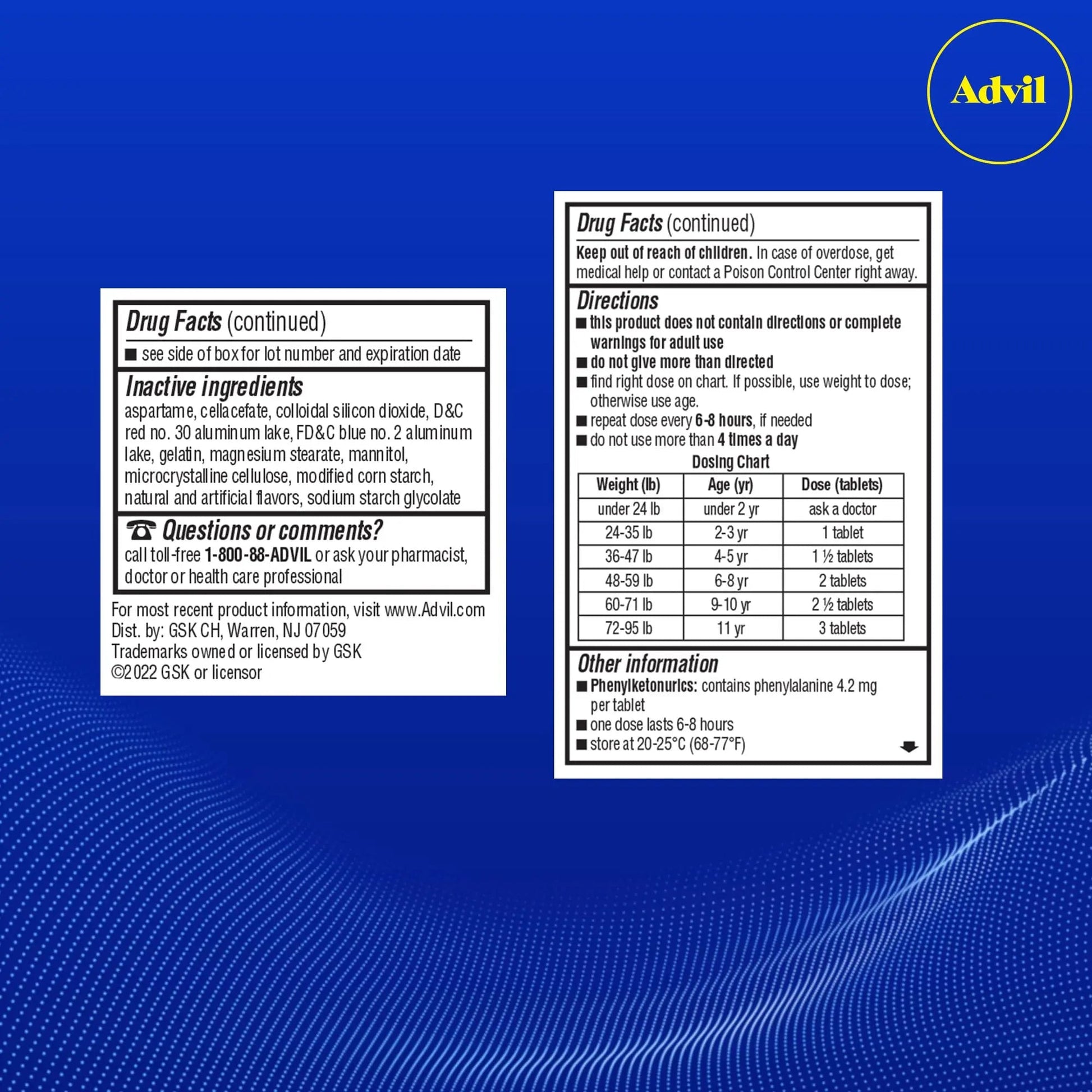 Advil Junior Strength Chewable Ibuprofen Pain Reliever and Fever Reducer, Children's Ibuprofen for Pain Relief, Grape - 24 Tablets (Pack of 3) Advil buy supplements canada