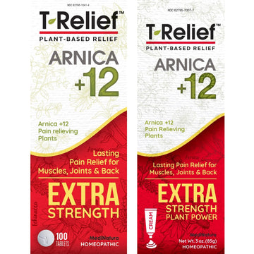MediNatura T-Relief Extra Strength Pain Relief Arnica +12 Plant-Based Pain Relievers 100ct Tablets T-Relief Extra Strength Pain Relief 3oz Cream Bundle MediNatura buy supplements canada