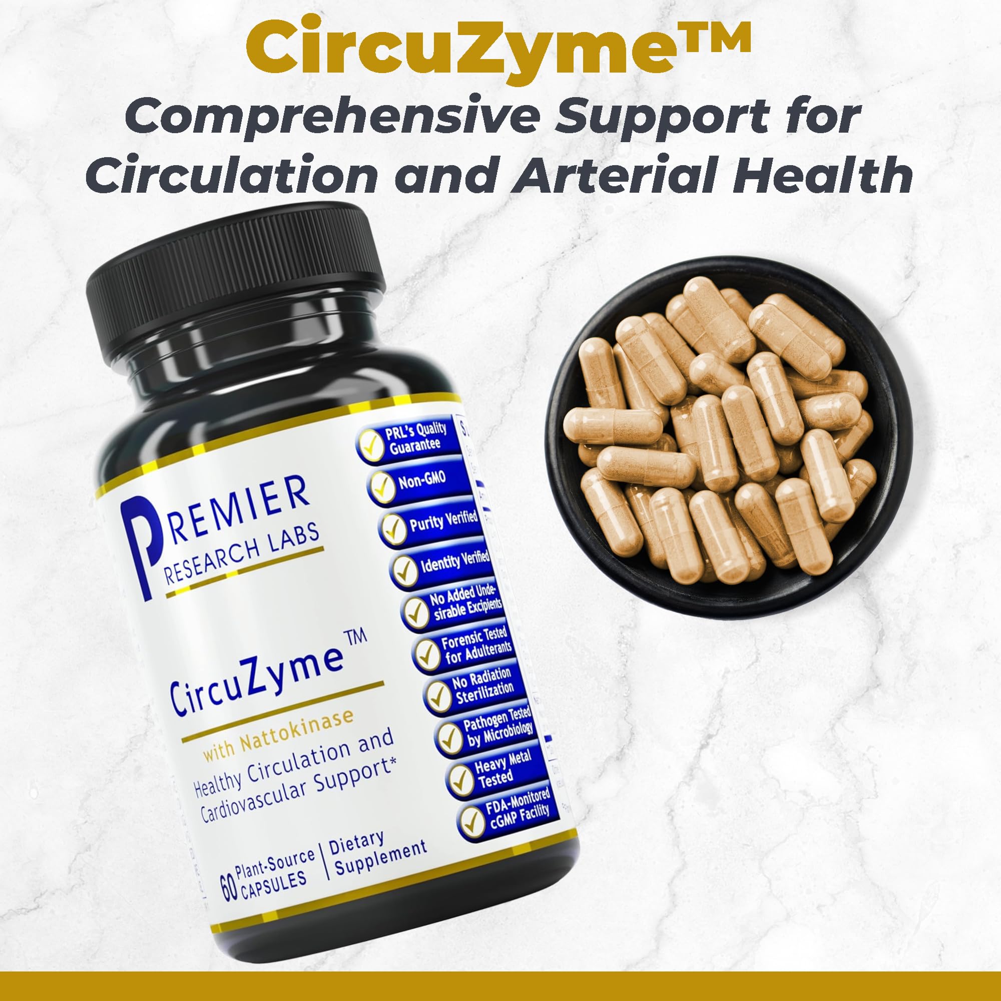 Premier Research Labs CircuZyme - Blood Circulation Supplements Supporting Blood Flow & Vascular Support Featuring Diosmin, Cayenne & Nattokinase, for Men and Women - 60 Vegetarian Capsules Premier Research Labs buy supplements canada