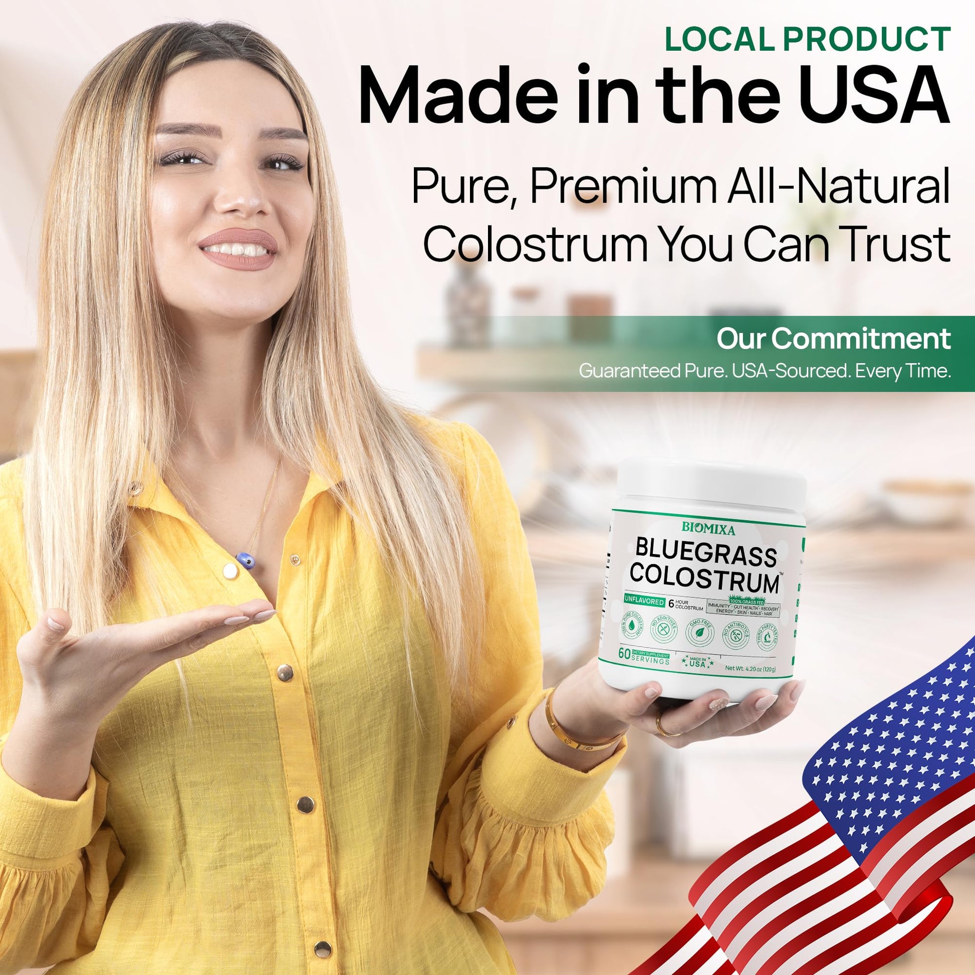 Bovine Colostrum Supplement - 100% Pure Whole Colostrum Powder - Grass-Fed, Unflavored, No Additives, Gut & Immune Support, Natural IgG, 60 Servings - Made in USA Bluegrass Colostrum buy supplements canada