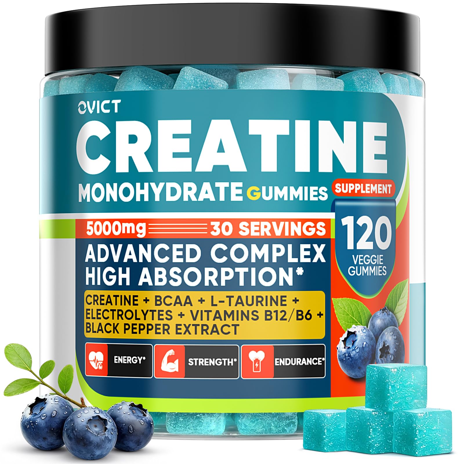 99.99% Creatine Monohydrate Gummies for Men Women 5g, 7-in-1 Pre-Workout Complex with BCAA, Taurine, B12/6 & Electrolytes, 6X Boost Energy, Muscle Strength & Recovery OVICT buy supplements canada