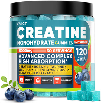 99.99% Creatine Monohydrate Gummies for Men Women 5g, 7-in-1 Pre-Workout Complex with BCAA, Taurine, B12/6 & Electrolytes, 6X Boost Energy, Muscle Strength & Recovery OVICT buy supplements canada