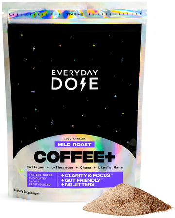 Everyday Dose Premium Adaptogenic Mushroom Coffee with Grass-Fed Collagen, Chaga, Lions Mane & L-Theanine for Better Focus, Energy, Digestion, Skin, and Immunity 30 Servings Everyday Dose buy supplements canada