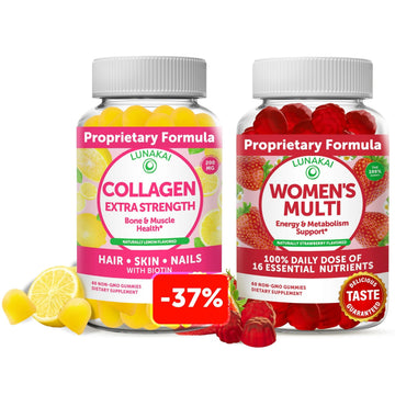 Lunakai Collagen and Women's Multivitamin Gummies Bundle - Non-GMO Anti Aging Supplements with Biotin, Zinc, Vitamin C and E Lunakai buy supplements canada