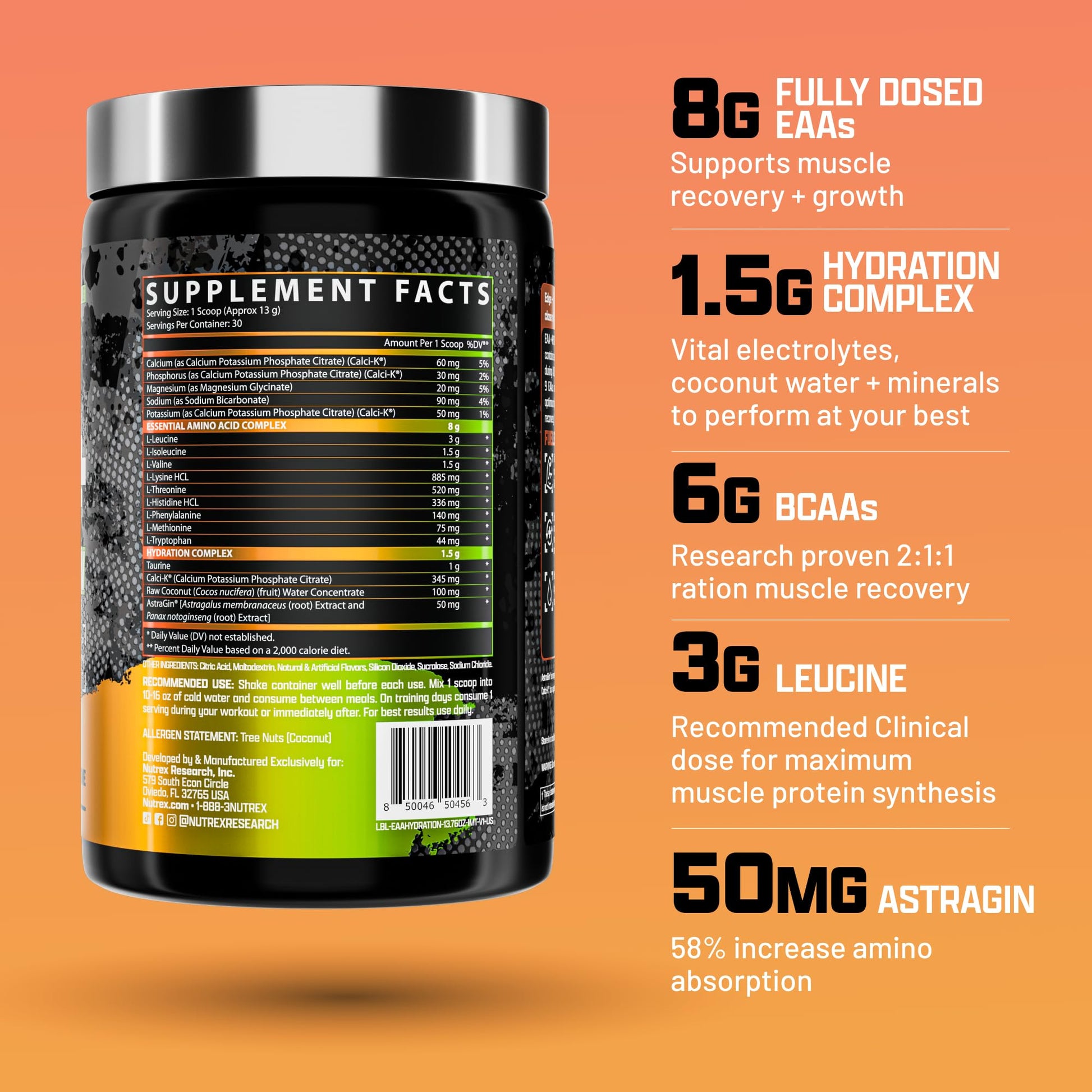 Nutrex Research EAA Hydration | EAAs + BCAA Powder | Muscle Recovery, Strength, Muscle Building, Endurance | 8G Essential Amino Acids + Electrolytes | 30 Servings It's Mango Time Nutrex Research buy supplements canada