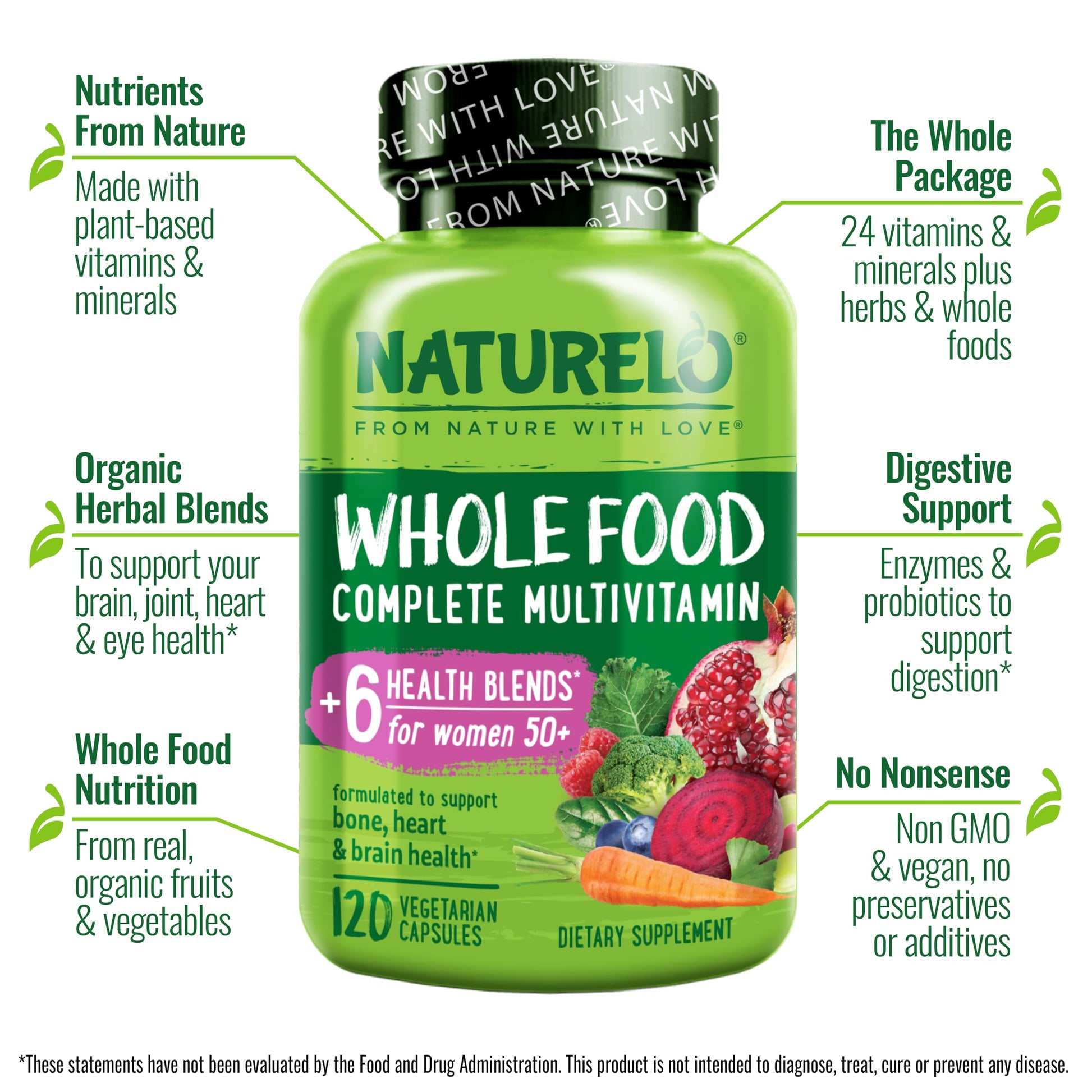 NATURELO Whole Food Multivitamin for Women 50+ (Iron Free) with Vitamins, Minerals, & Organic Extracts - Supplement for Post Menopausal Women Over 50 NATURELO buy supplements canada