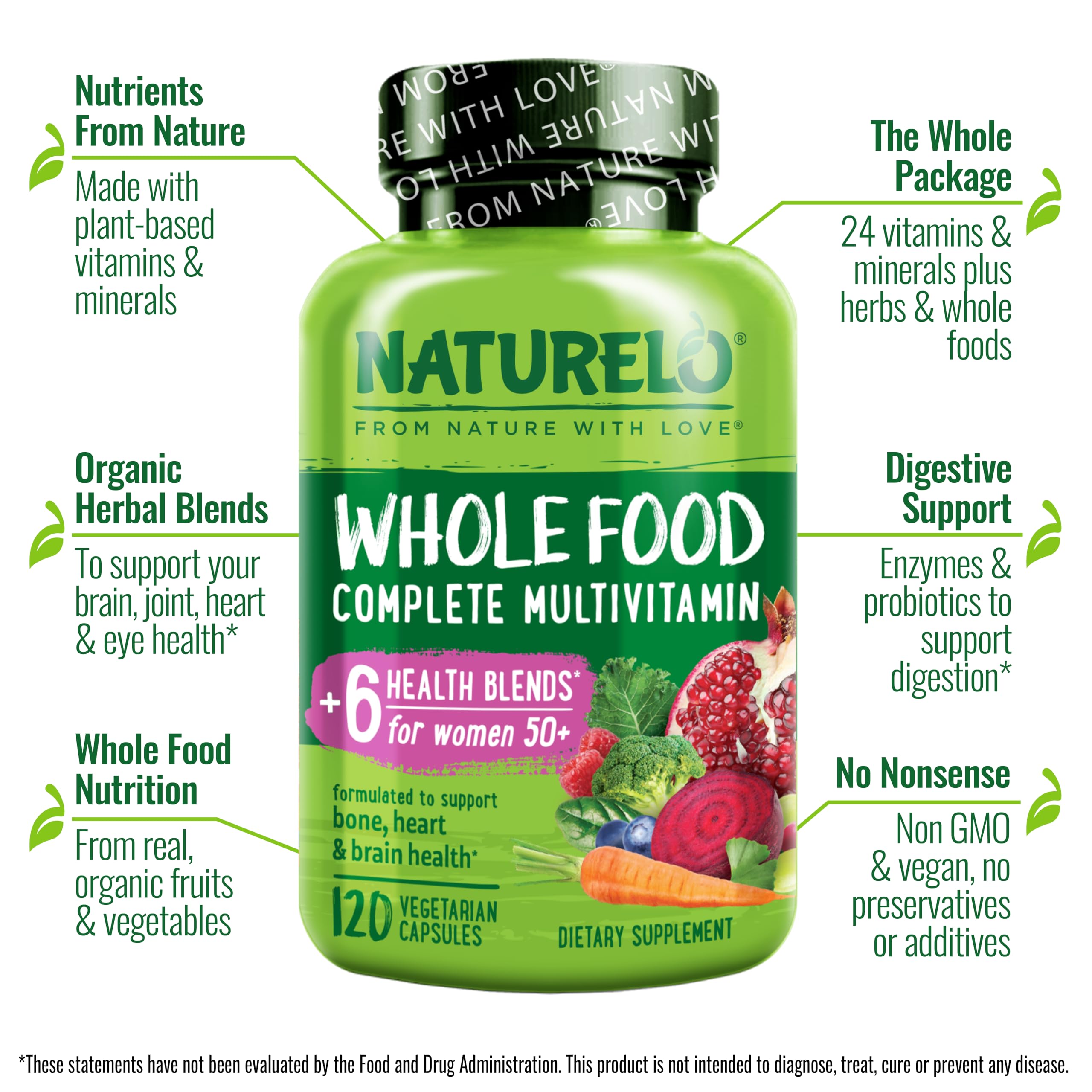 NATURELO Whole Food Multivitamin for Women 50+ (Iron Free) with Vitamins, Minerals, & Organic Extracts - Supplement for Post Menopausal Women Over 50 NATURELO buy supplements canada