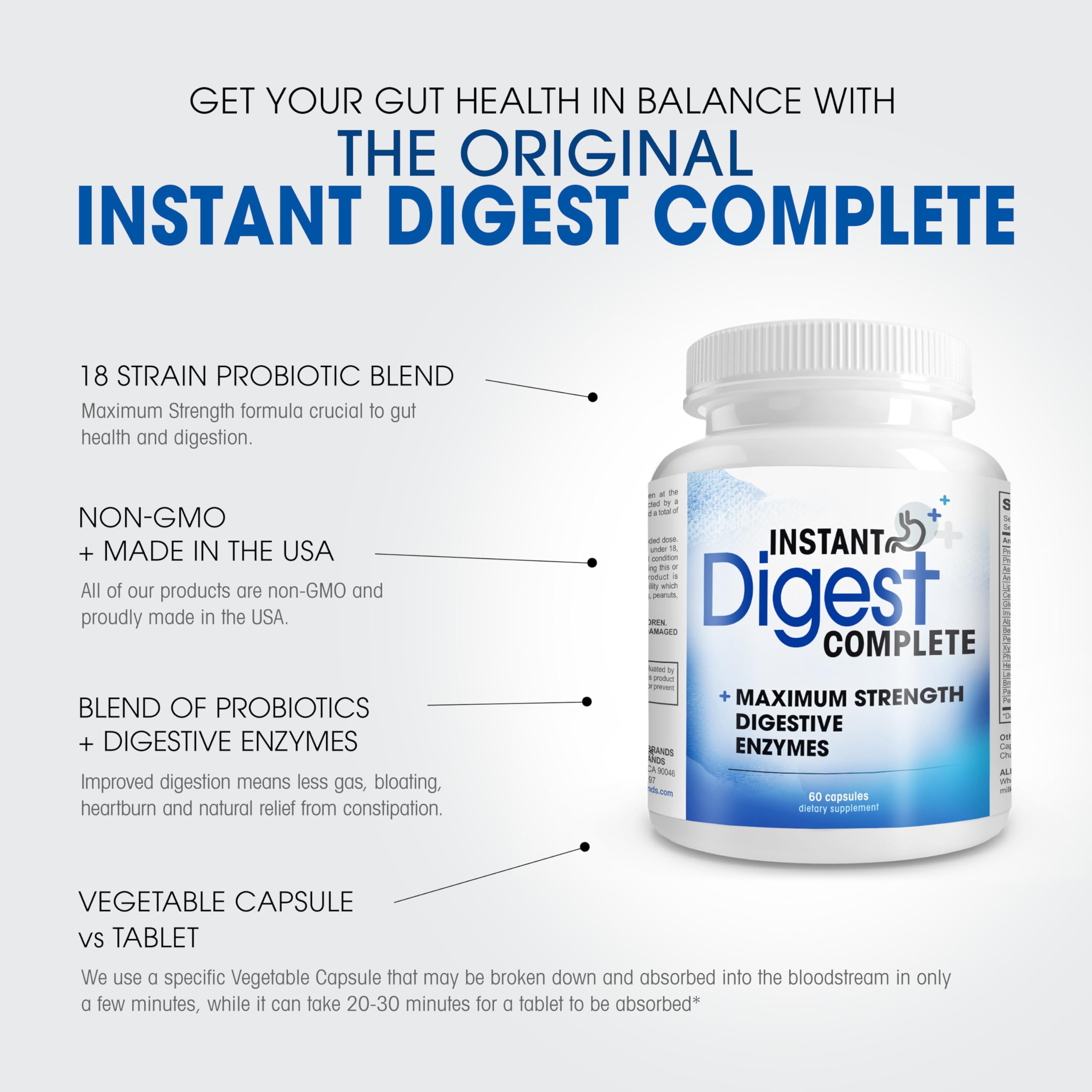 Instant Digest Complete 2-in-1 Probiotic Digestive Enzymes, 60 Capsules Instant Brands buy supplements canada