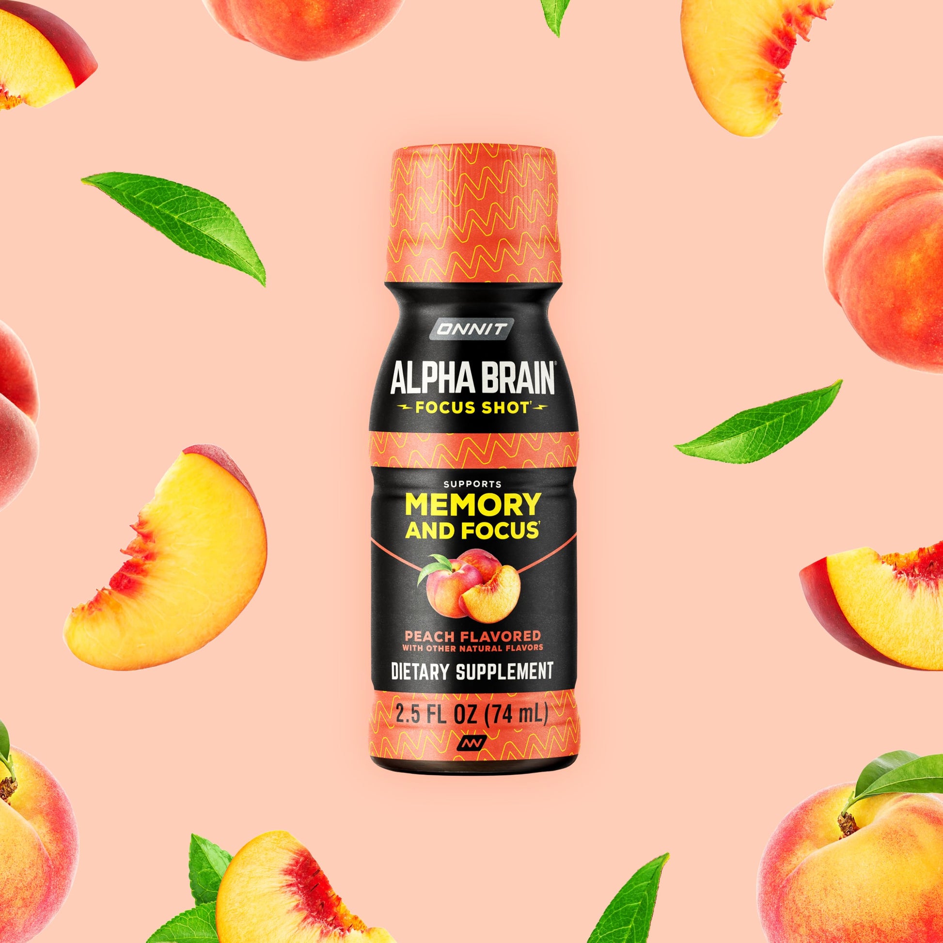 ONNIT Alpha Brain Focus Shot, Peach Flavor, Nootropic Dietary Supplement Drink That Supports Energy, Focus, and Mood, IGEN™ Non-GMO Tested, 2.5 fl oz, 6 Count ONNIT buy supplements canada