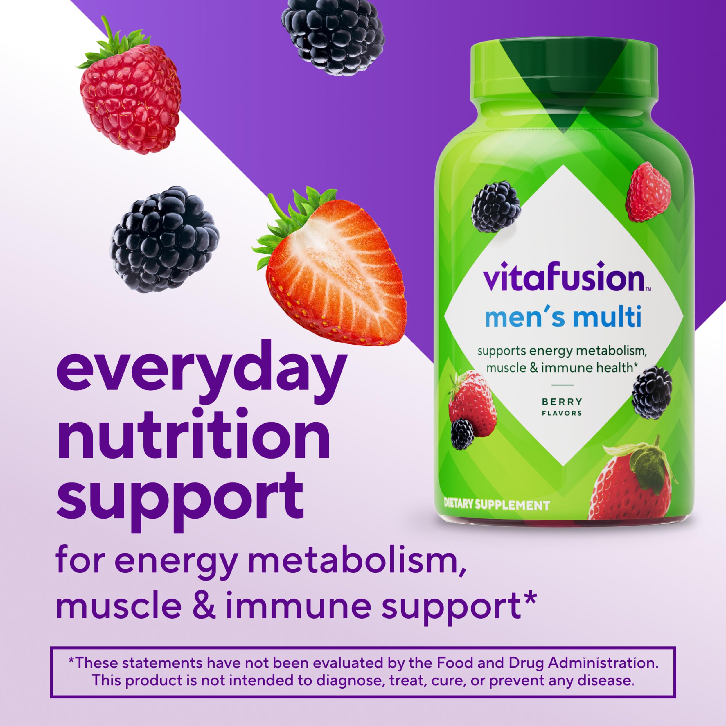 vitafusion Adult Gummy Vitamin Supplement for Men, Berry Flavored, A, C, D, E, B6, B12, Daily, 120 Count, 60 Day Supply Vitafusion buy supplements canada