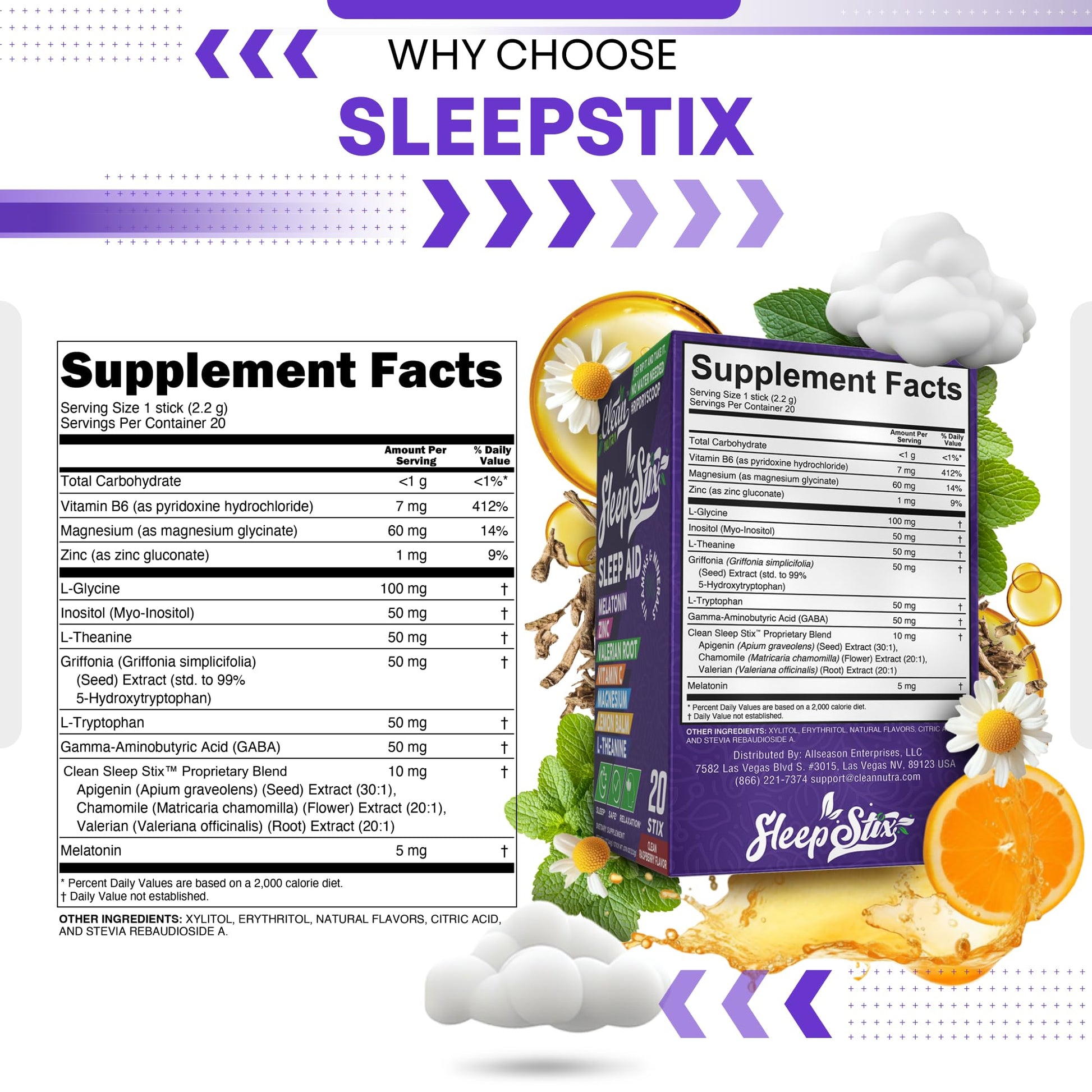 Sleep Aid Melatonin Powder Tryptophan Glycine Valerian Root Magnesium For Sleep Lemon Balm L Theanine Magnesium Glycinate Zinc Sleep Aid Myo Inositol GABACalm B6 5 HTP Stress Relief 20 Stix Clean Nutraceuticals buy supplements canada