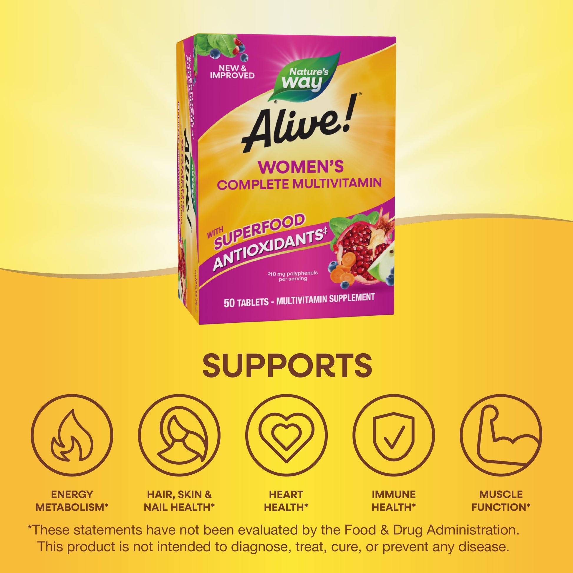 Nature's Way Alive! Daily Complete Multivitamin for Women, Supports Energy Metabolism, Hair, Skin & Nails*, B-Vitamins Nature's Way buy supplements canada