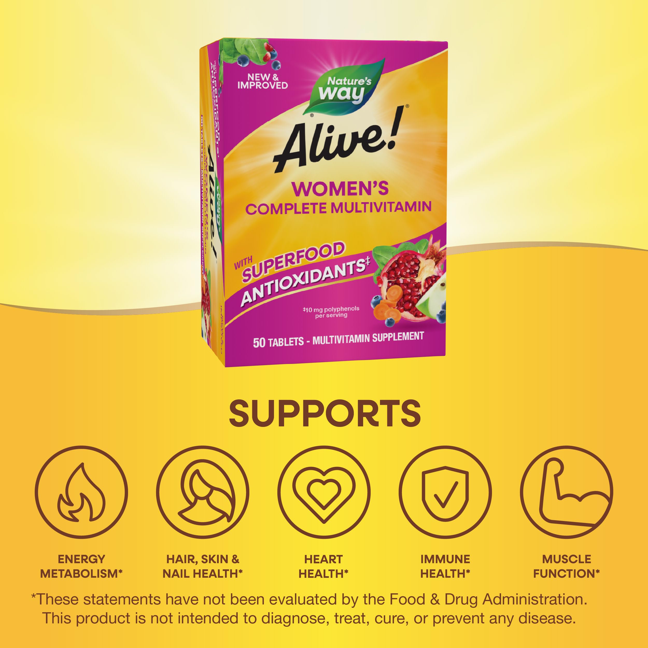 Nature's Way Alive! Daily Complete Multivitamin for Women, Supports Energy Metabolism, Hair, Skin & Nails*, B-Vitamins Nature's Way buy supplements canada