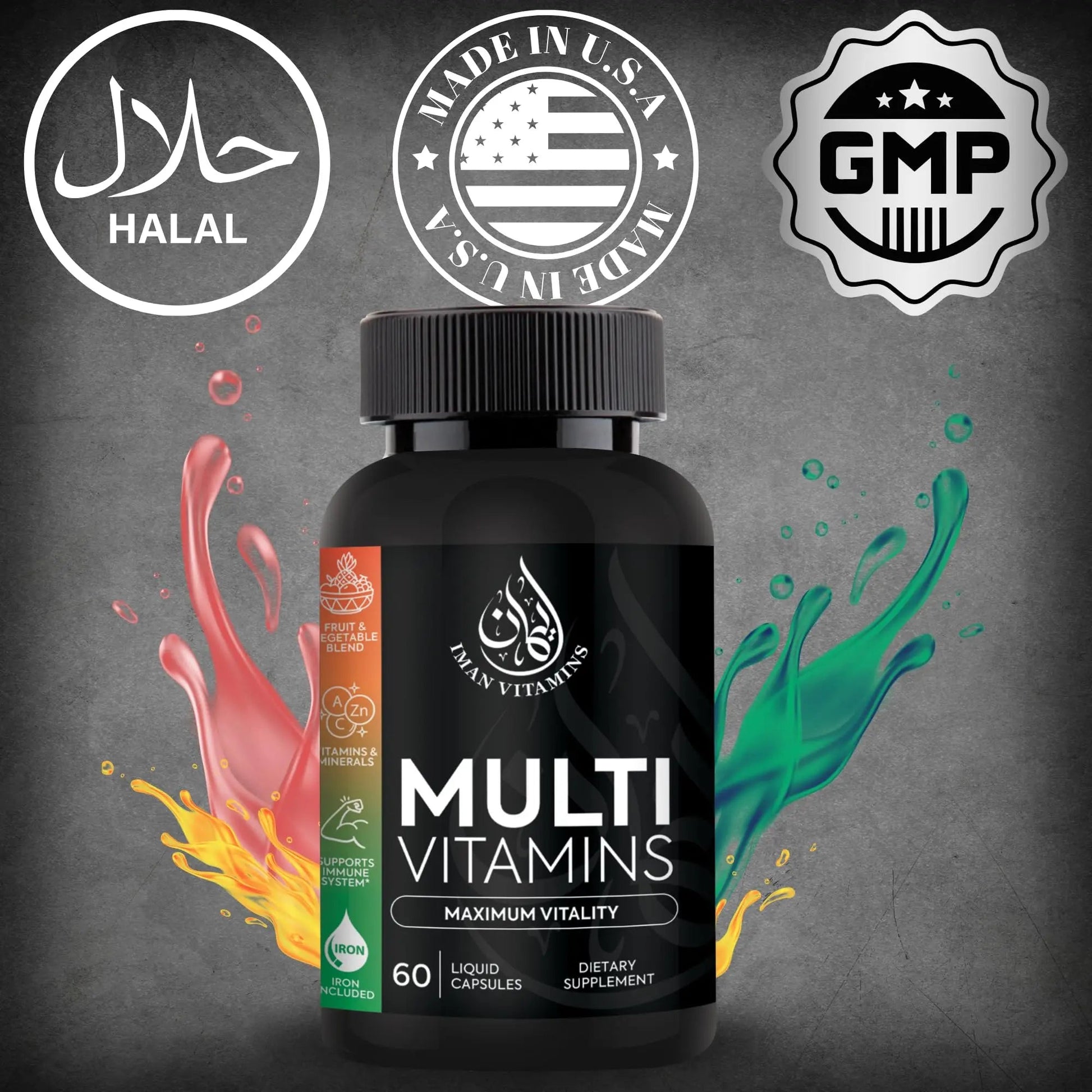 Iman Vitamins Halal Complete Multivitamin Capsules for Adults Men & Women | 42 Fruit & Vegetable Blend Iman Vitamins buy supplements canada