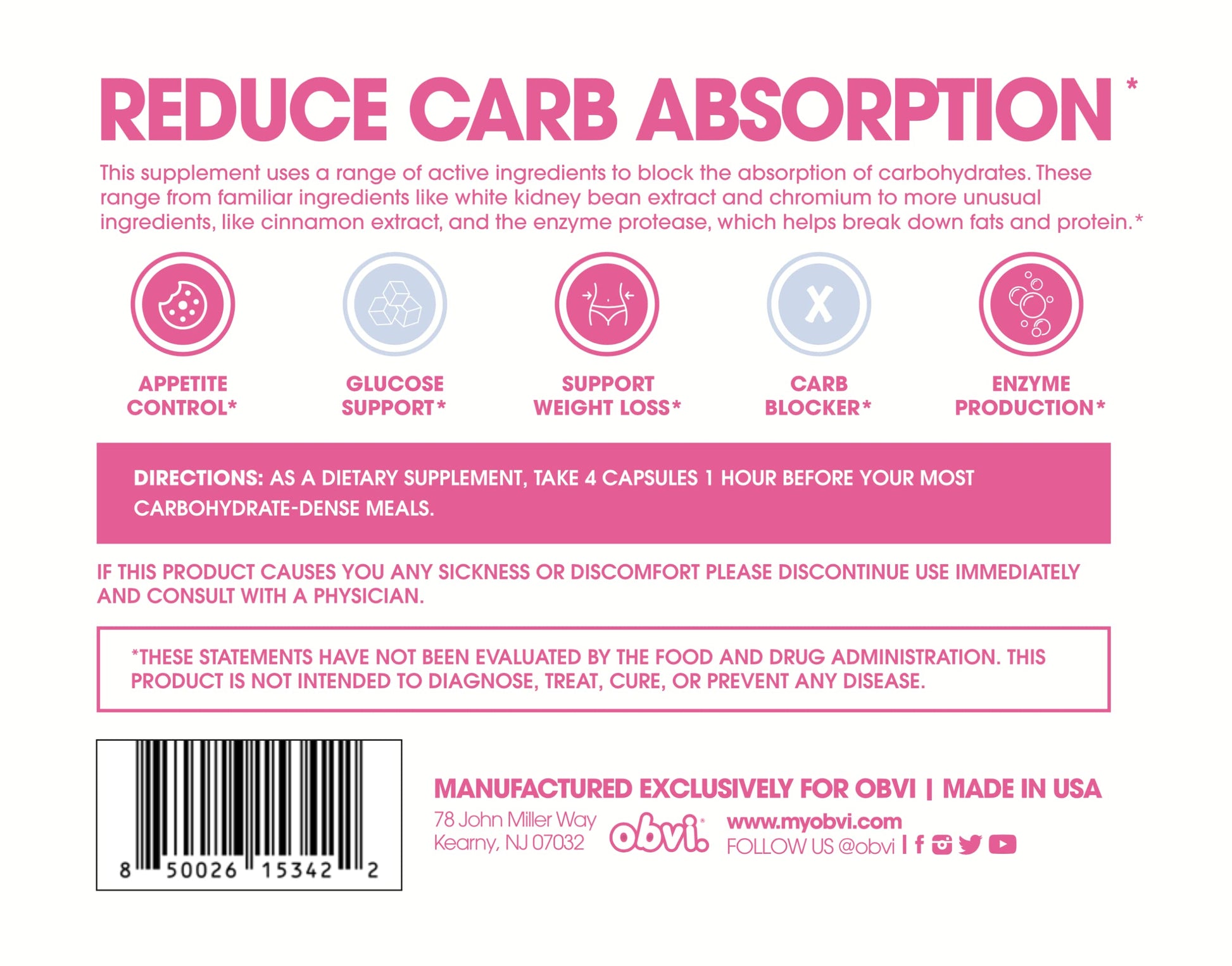 Obvi Guilt Free Carb Blocker, Block Carb Absorption, Support Weight Loss, Healthier Nails Obvi buy supplements canada