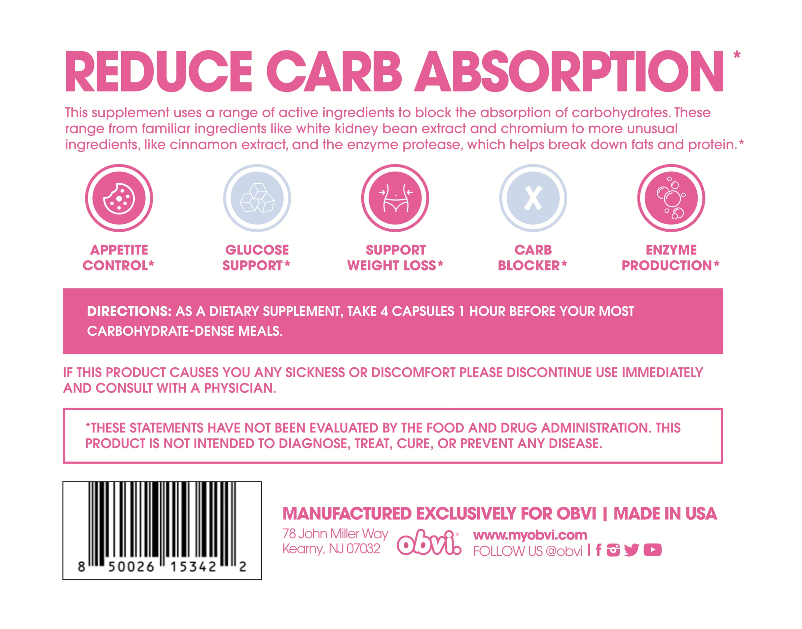 Obvi Guilt Free Carb Blocker, Block Carb Absorption, Support Weight Loss, Healthier Nails Obvi buy supplements canada