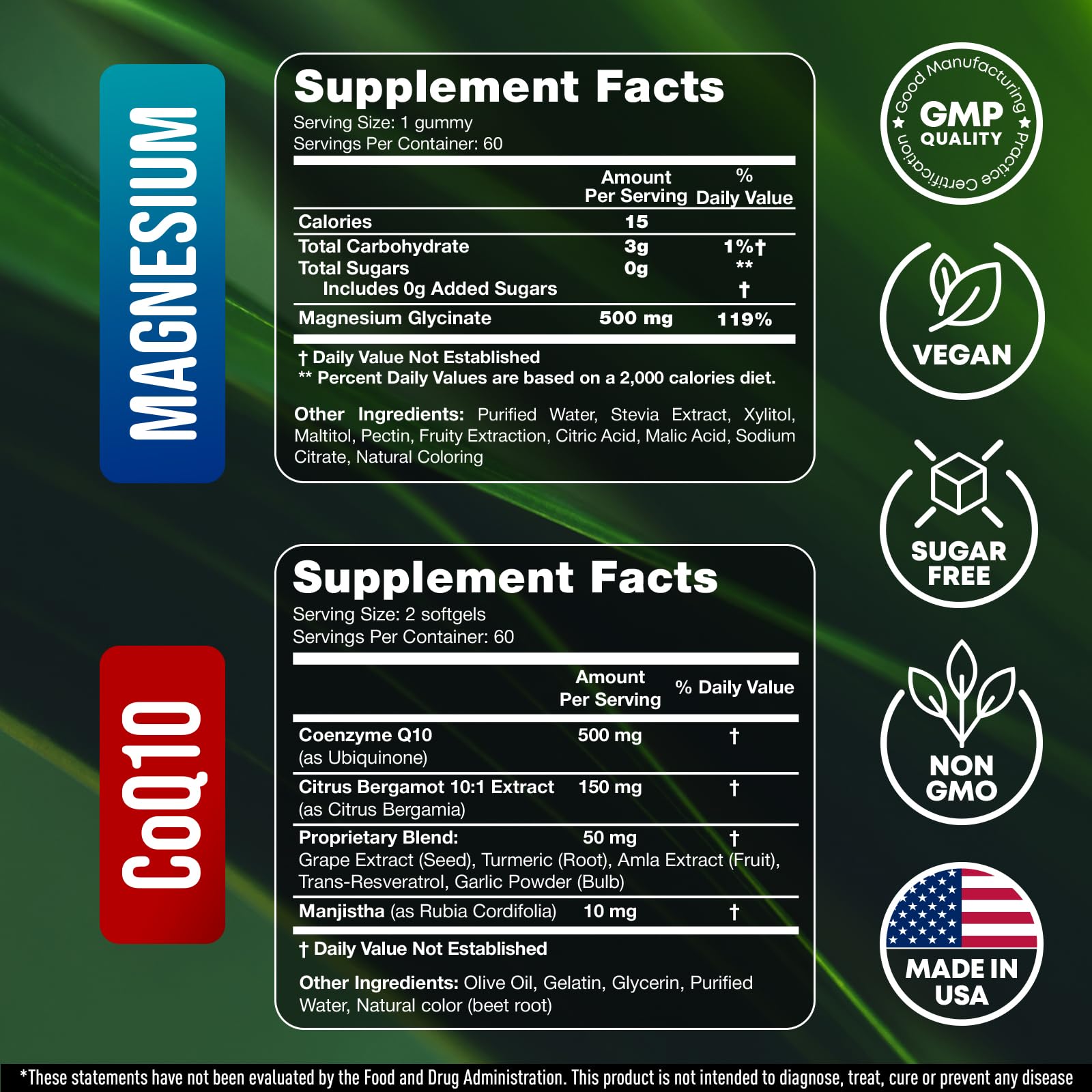 CoQ10 500mg + Magnesium Glycinate Gummies Bundle – High Absorption Coenzyme Q10 120 Softgels & 60 Sugar-Free Sleep Gummies – Heart, Energy & Mood Support – Enhanced Formula, USA Made JOYLI Nutrition buy supplements canada