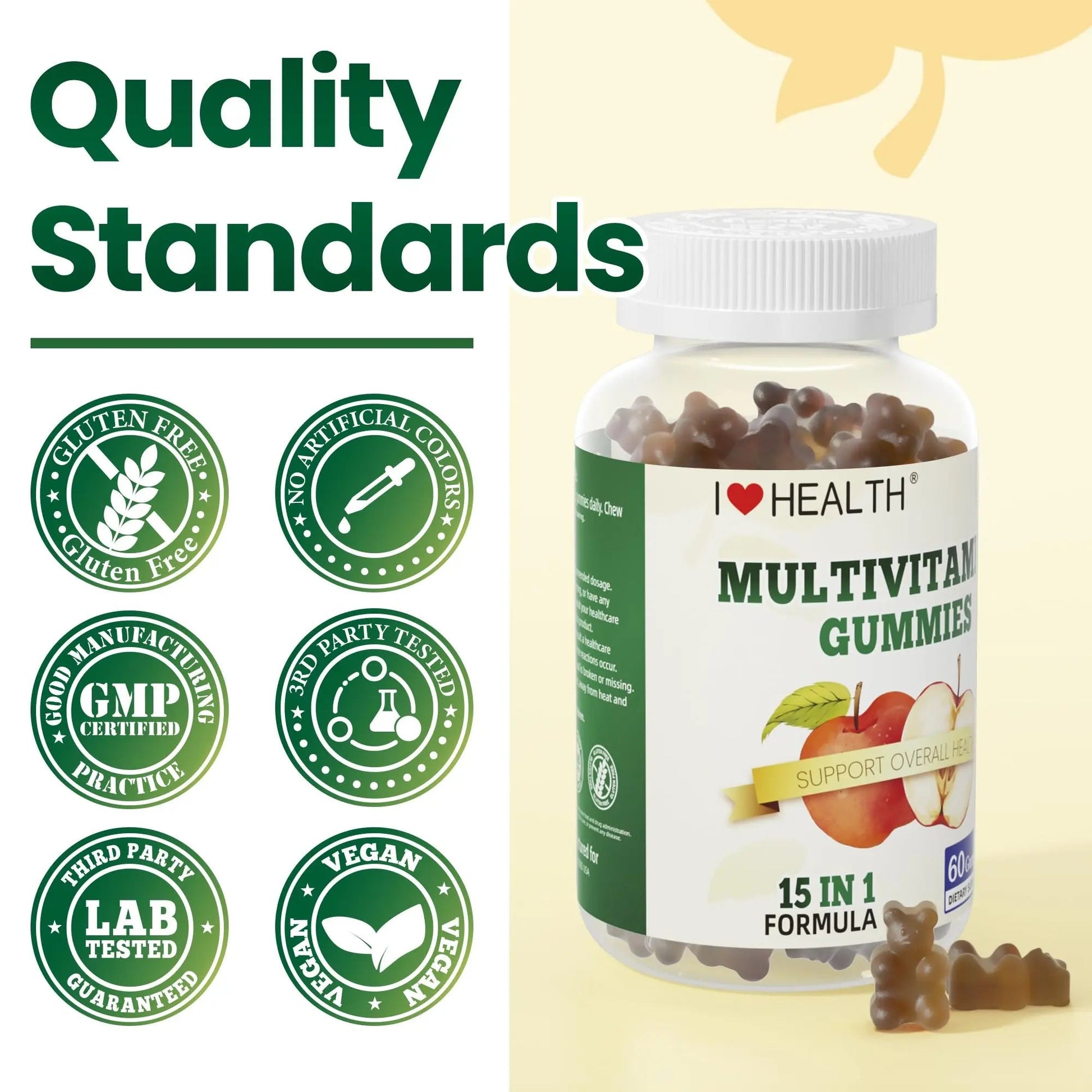I LOVE HEALTH® 15-in-1 Multivitamin Gummies for Adults & Kids - Enhanced Formula with Vitamin A, C, D3, E, B12, Zinc, Magnesium & More I LOVE HEALTH buy supplements canada