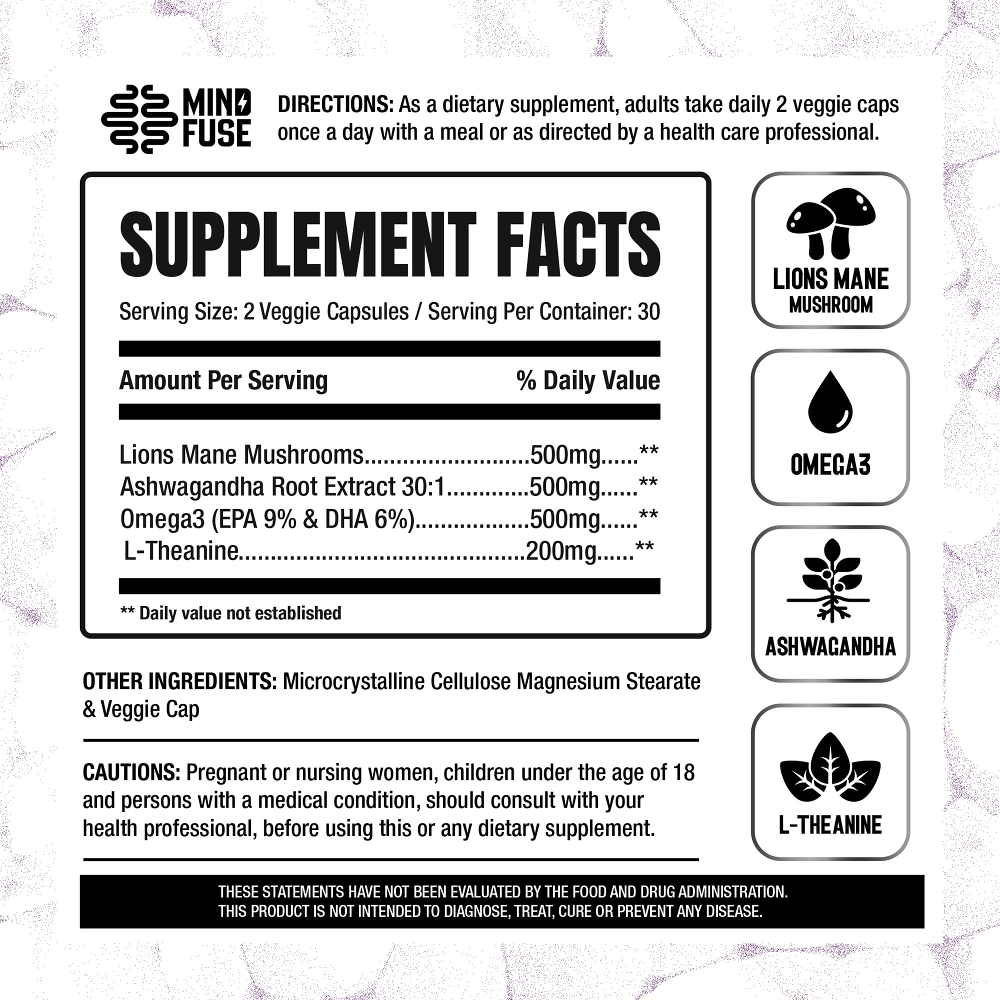 Nootropic Memory Booster Supplement for Adults - Lion’s Mane Capsules with Omega-3, Ashwagandha & L-Theanine for Focus & Memory - Gluten-Free 60 Capsules Mind Fuse buy supplements canada