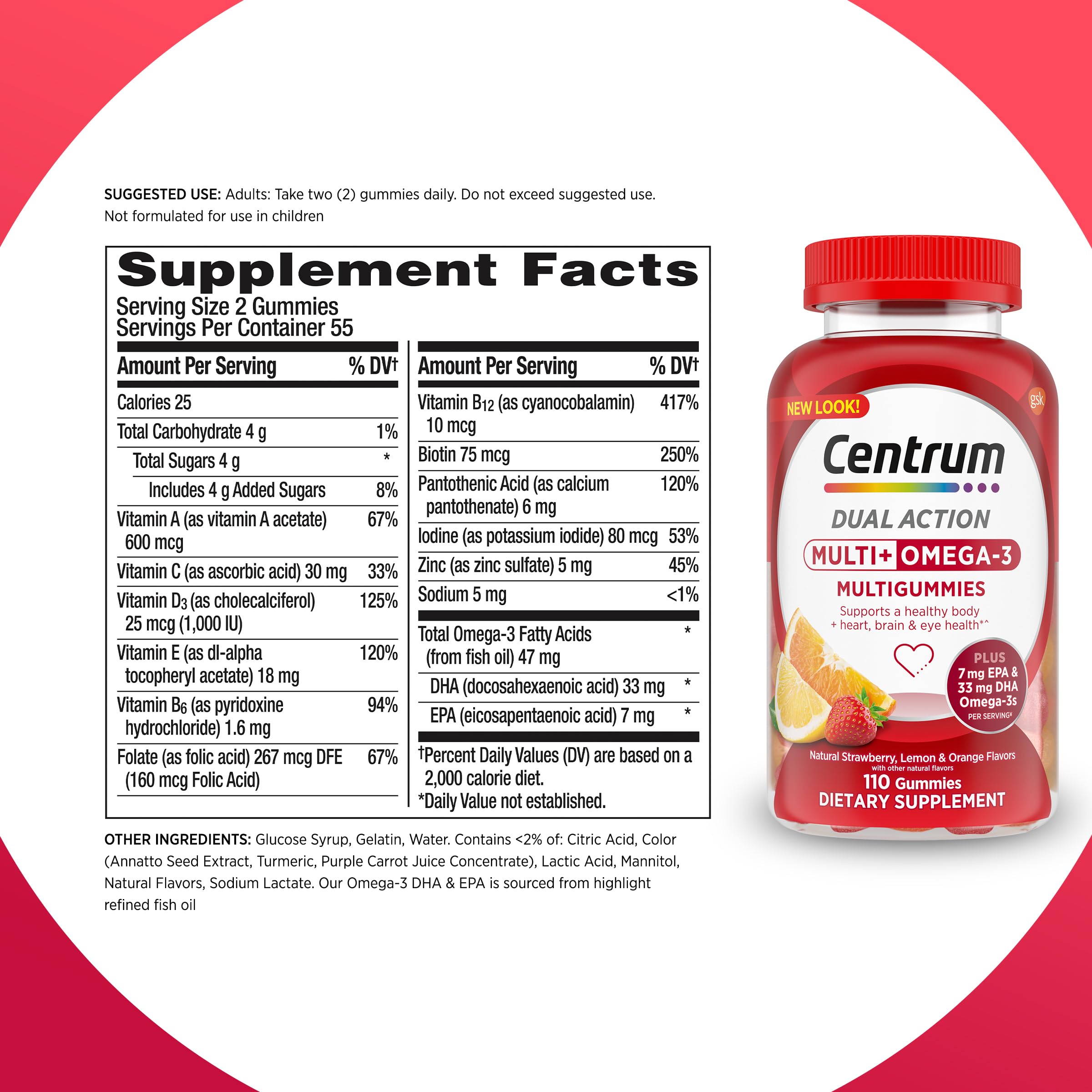 Centrum MultiGummies Multi+ Omega 3 Dual Action, Adult Multivitamin, Multivitamin/Multimineral/Omega 3 Centrum buy supplements canada