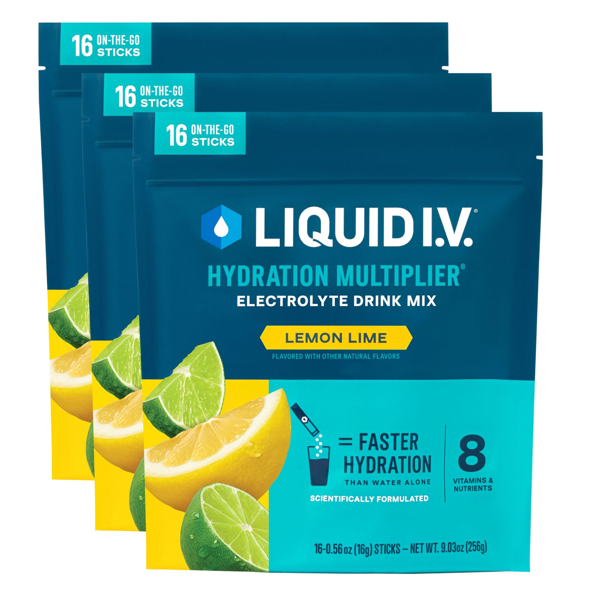 Liquid I.V.® Hydration Multiplier - Lemon Lime | Electrolyte Powder Drink Mix | 3 Pack (48 Servings) Liquid I.V. buy supplements canada