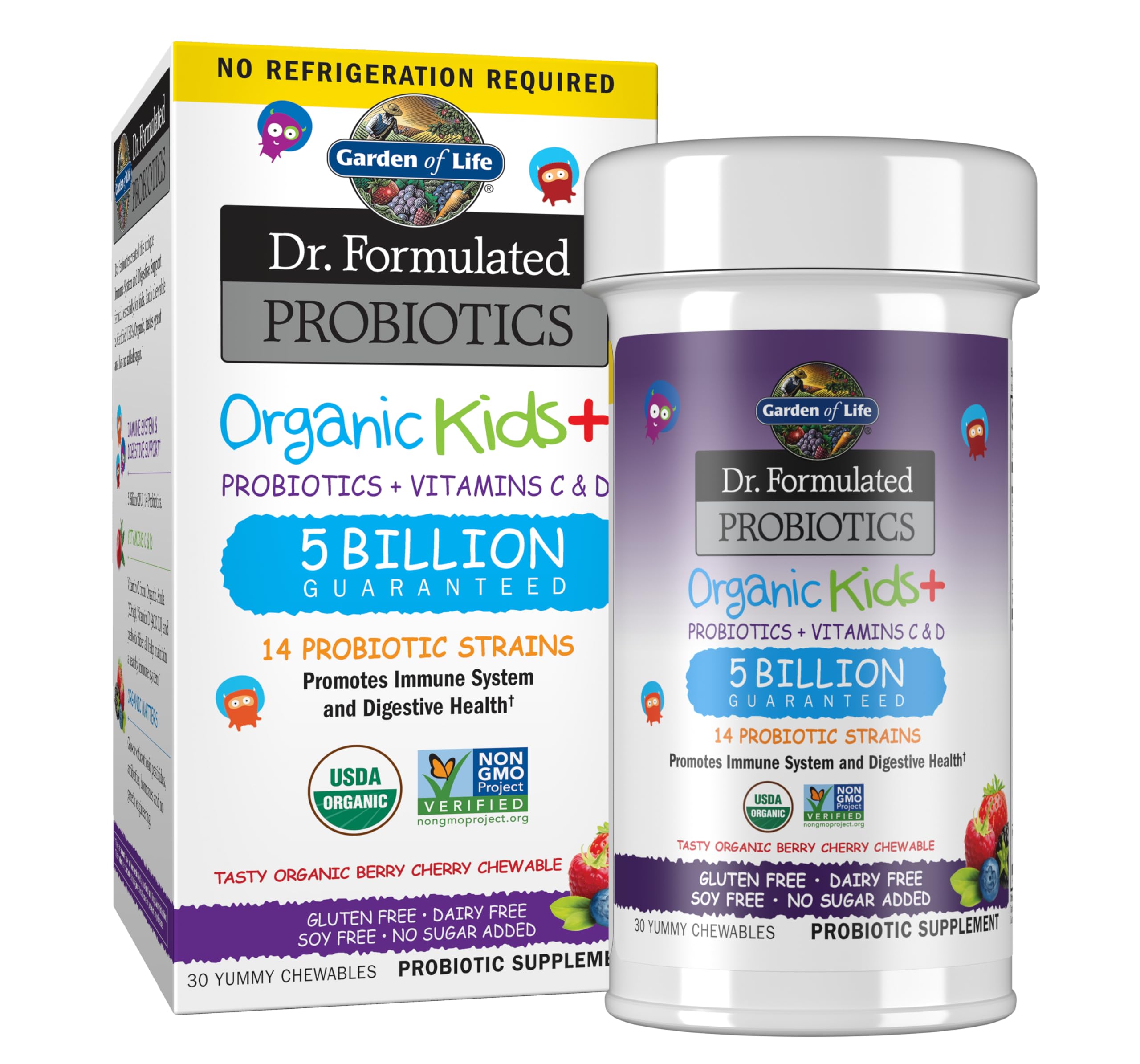 Garden of Life Dr. Formulated Probiotics Organic Kids+ plus Vitamin C & D - Berry Cherry - Gluten, Dairy & Soy Free Immune & Digestive Health Supplement Garden of Life buy supplements canada
