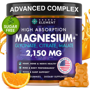 Secret Element Magnesium Glycinate 2150MG Gummies for Women and Men, High Absorption Magnesium Glycinate, Citrate, Malate Gummies for Adults & Kids, Sleep Support Secret Element buy supplements canada
