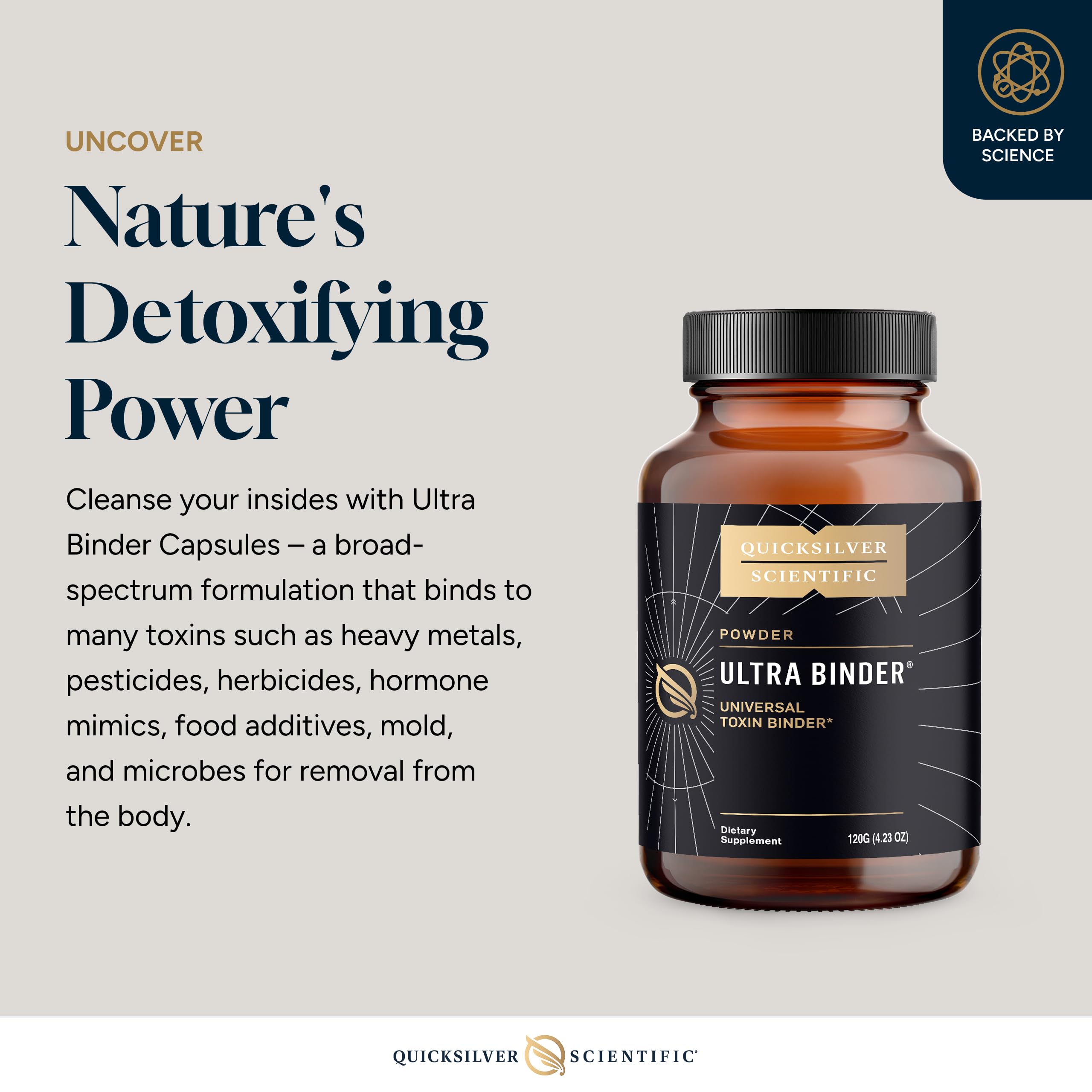 Quicksilver Scientific Ultra Binder Powder - Multi Binder with Bentonite Clay, Zeolite Detox & Charcoal - Supplement for Gut Support & The Body's Toxin Removal Process (120g) Quicksilver Scientific buy supplements canada