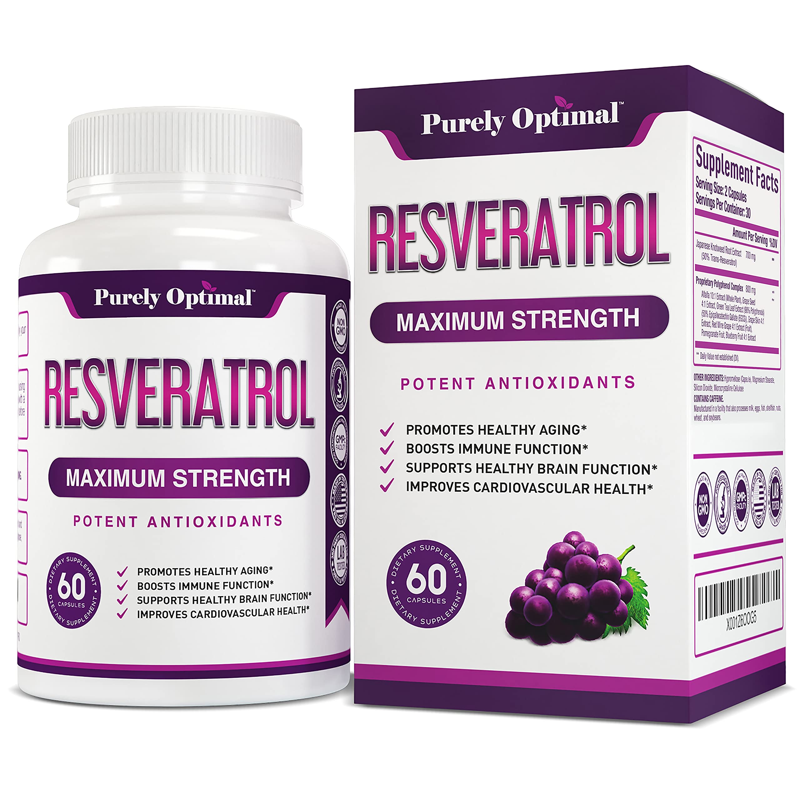 Premium Resveratrol Supplement 1500mg - Max Strength, Trans Resveratrol Capsules Purely Optimal buy supplements canada