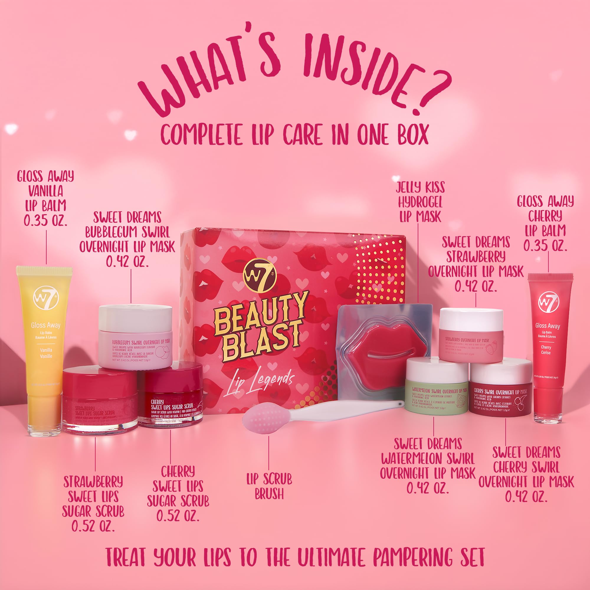 W7 Beauty Blast Lip Legends Sweet Dreams Lip Care Set - Lip Masks, Scrubs, Balms and More – Exclusive W7 Sweet Dreams Flavors Included W7 buy supplements canada