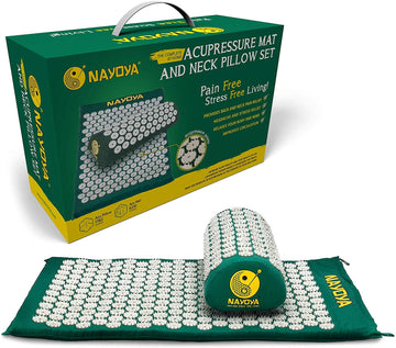 NAYOYA Neck and Back Pain Relief - Acupressure Mat and Neck Pillow Set - Relieves Stress and Sciatic Pain NAYOYA buy supplements canada