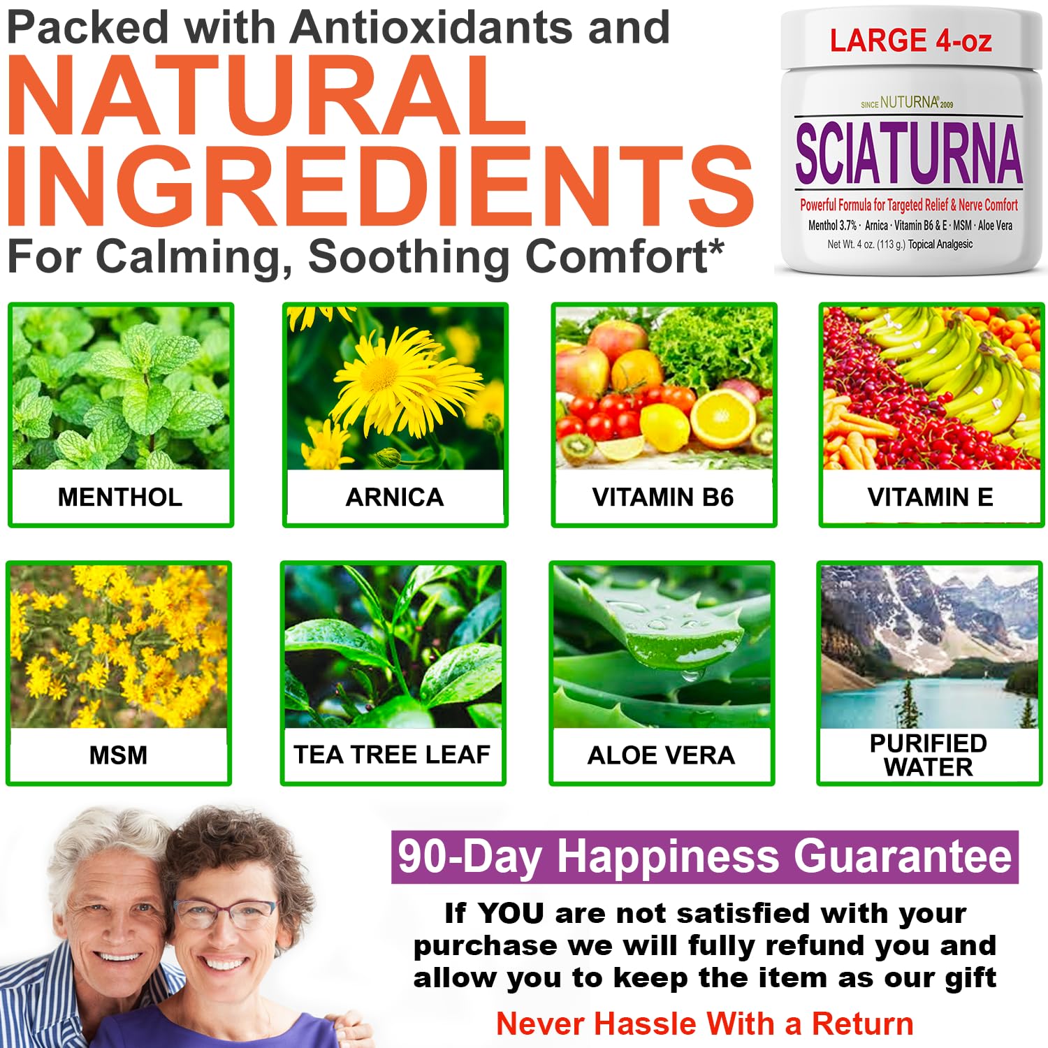 Sciatica Nerve Cream - Maximum Strength Comfort Cream for Feet, Hands, Legs, Toes, Back - Natural Ultra Strength Arnica, MSM, Menthol, Soothing Comfort, Large 4 Oz Nuturna buy supplements canada