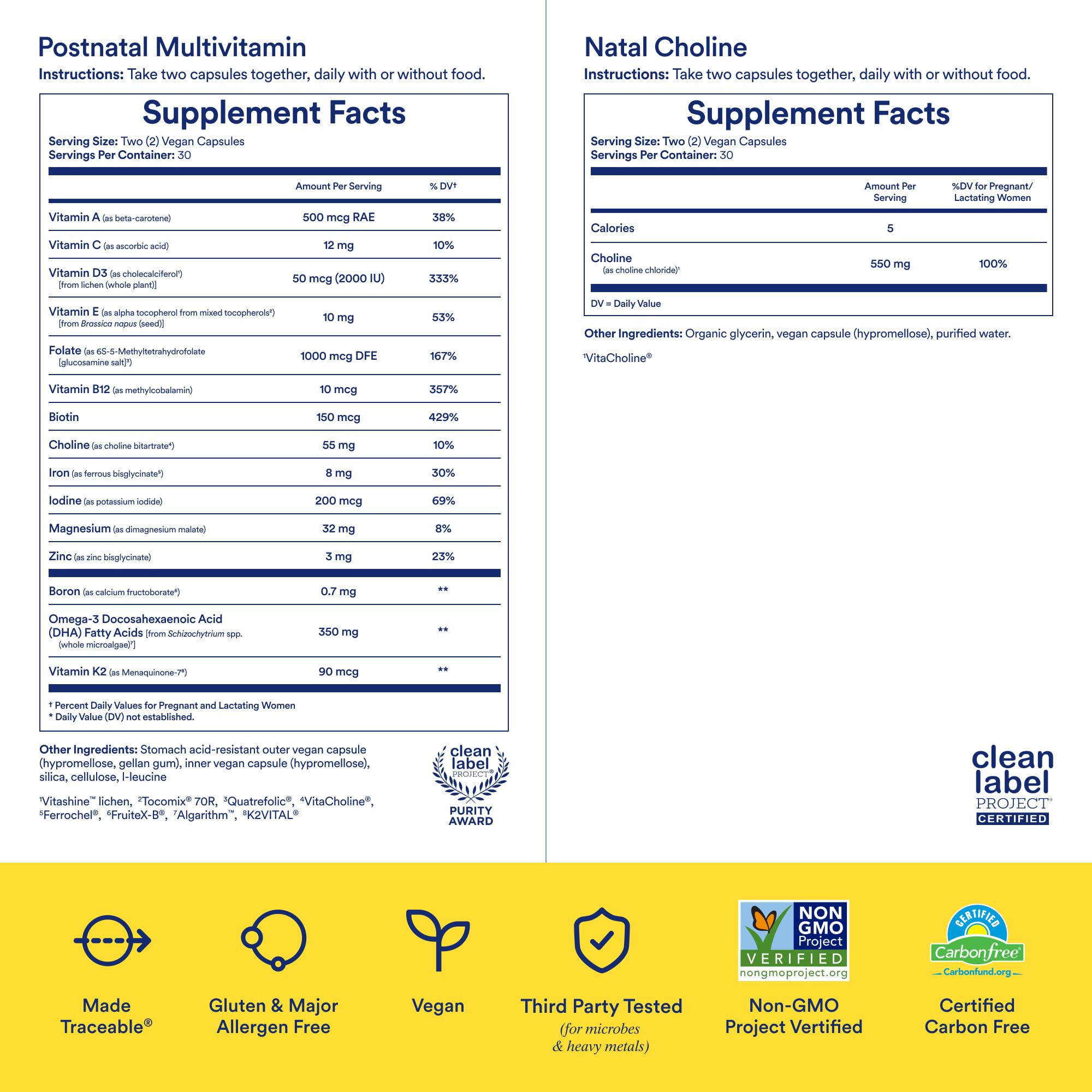 Ritual Postnatal Mom-to-Baby Set, Postpartum Multivitamin and Natal Choline Supplements, Supports Lactation, Immune Function, and Baby's Cognitive Function Ritual buy supplements canada