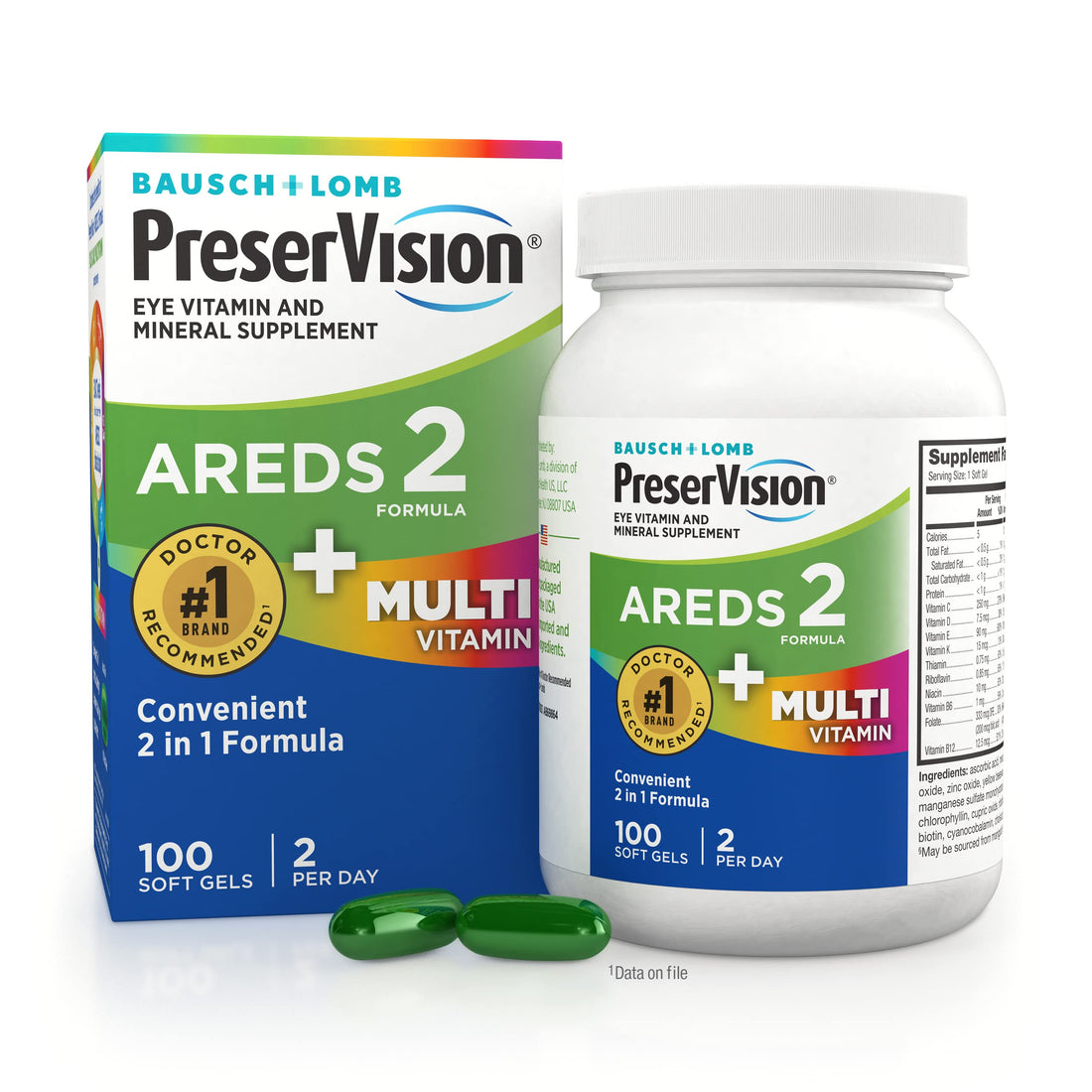PreserVision AREDS 2 + Multivitamin, #1 Eye Doctor Recommended Brand, 2-in-1 Eye Vitamin with Lutein, Zeaxanthin, Zinc, and Vitamin C, D & E, 100 Softgels PreserVision buy supplements canada